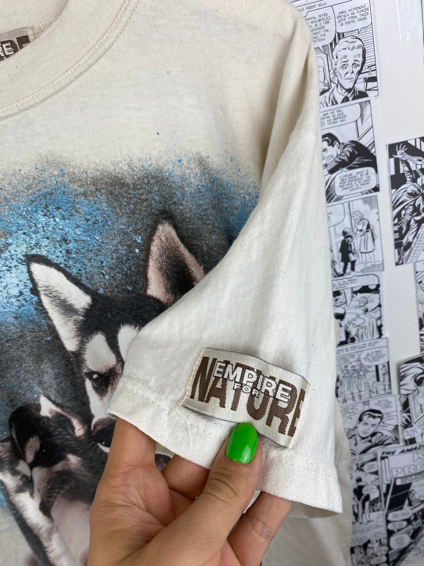Vintage Cute Wolf Nature t-shirt - size L