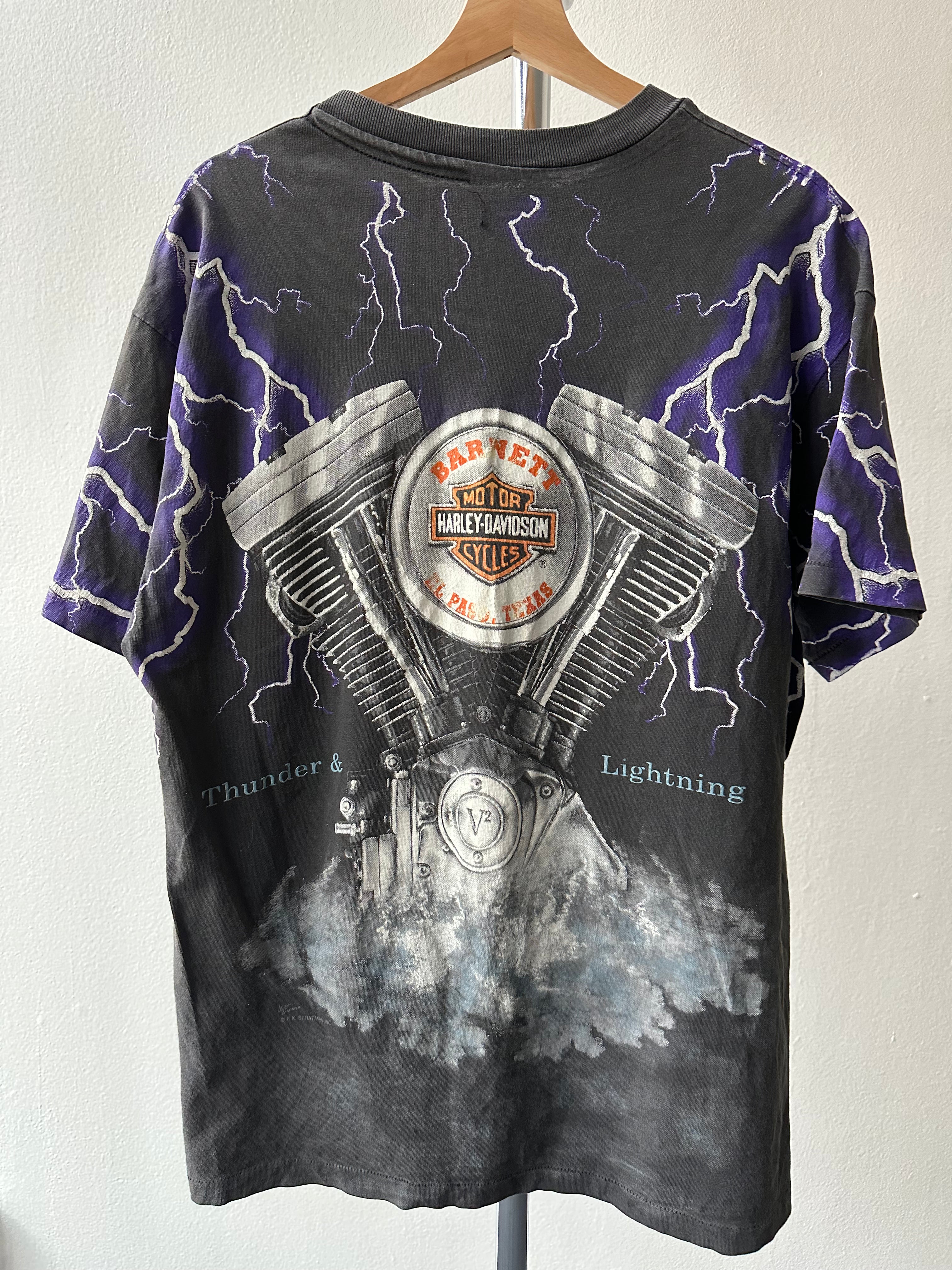 Vintage Harley Davidson 1990s All Over Print T-shirt - size L/XL