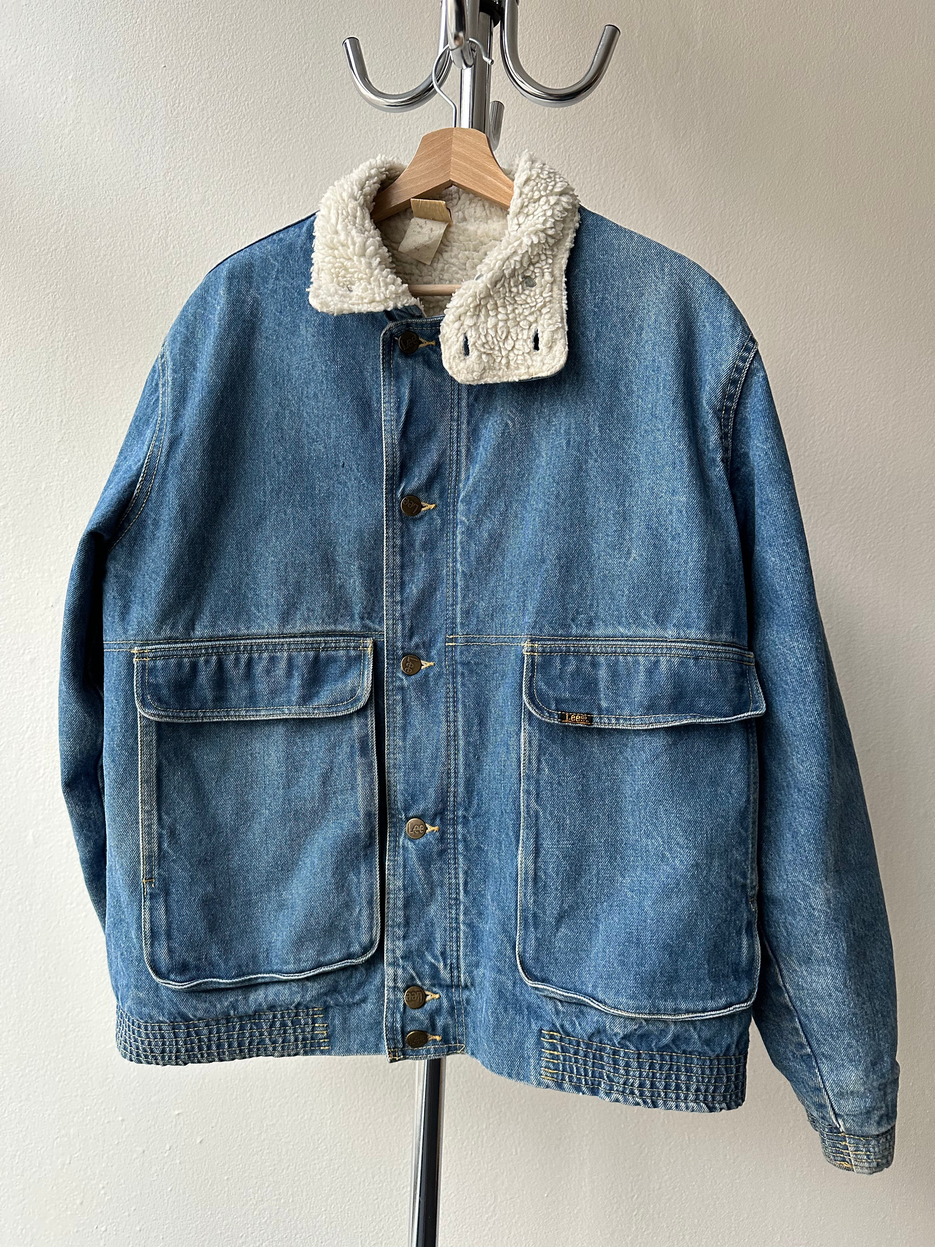 Vintage 1970s Lee Sherpa Lined Denim Jacket - size M