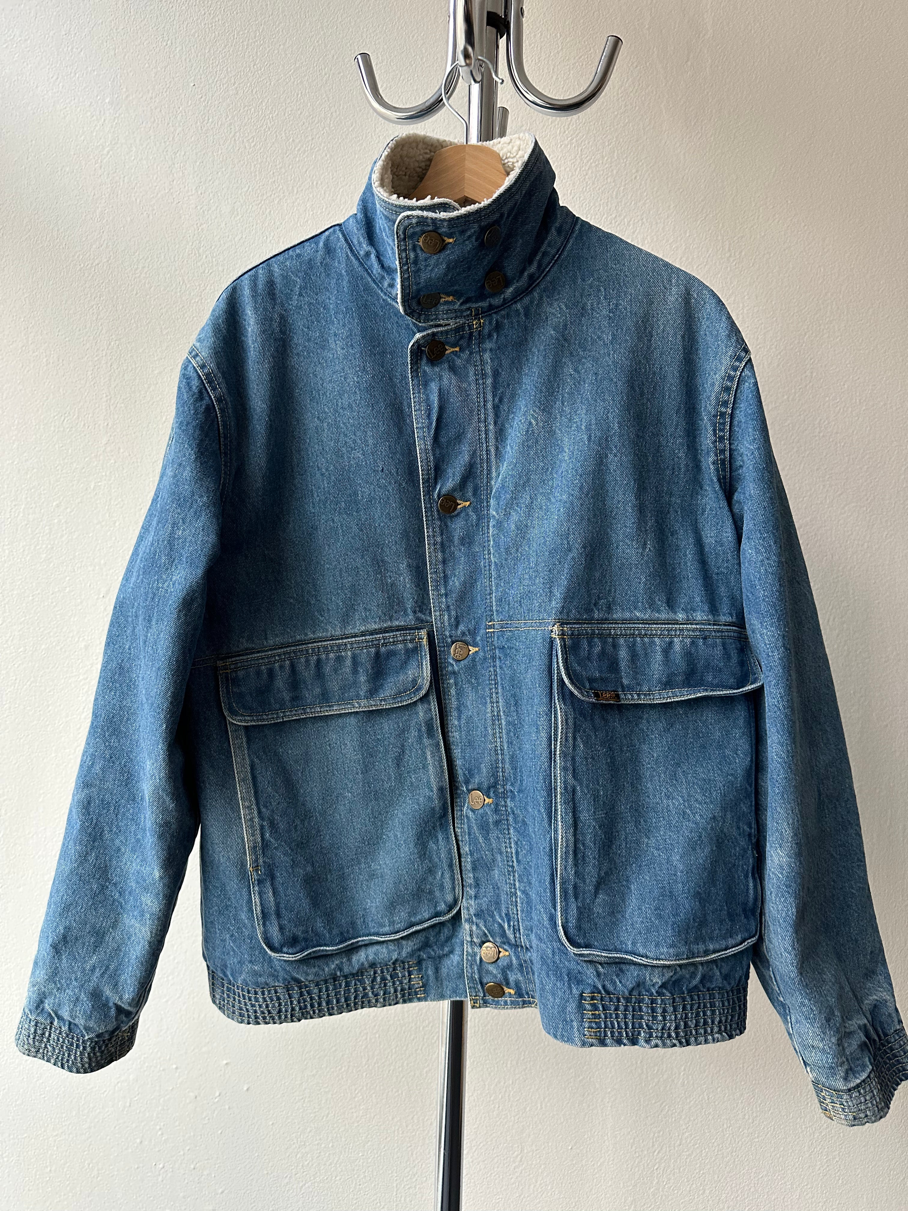 Vintage 1970s Lee Sherpa Lined Denim Jacket - size M