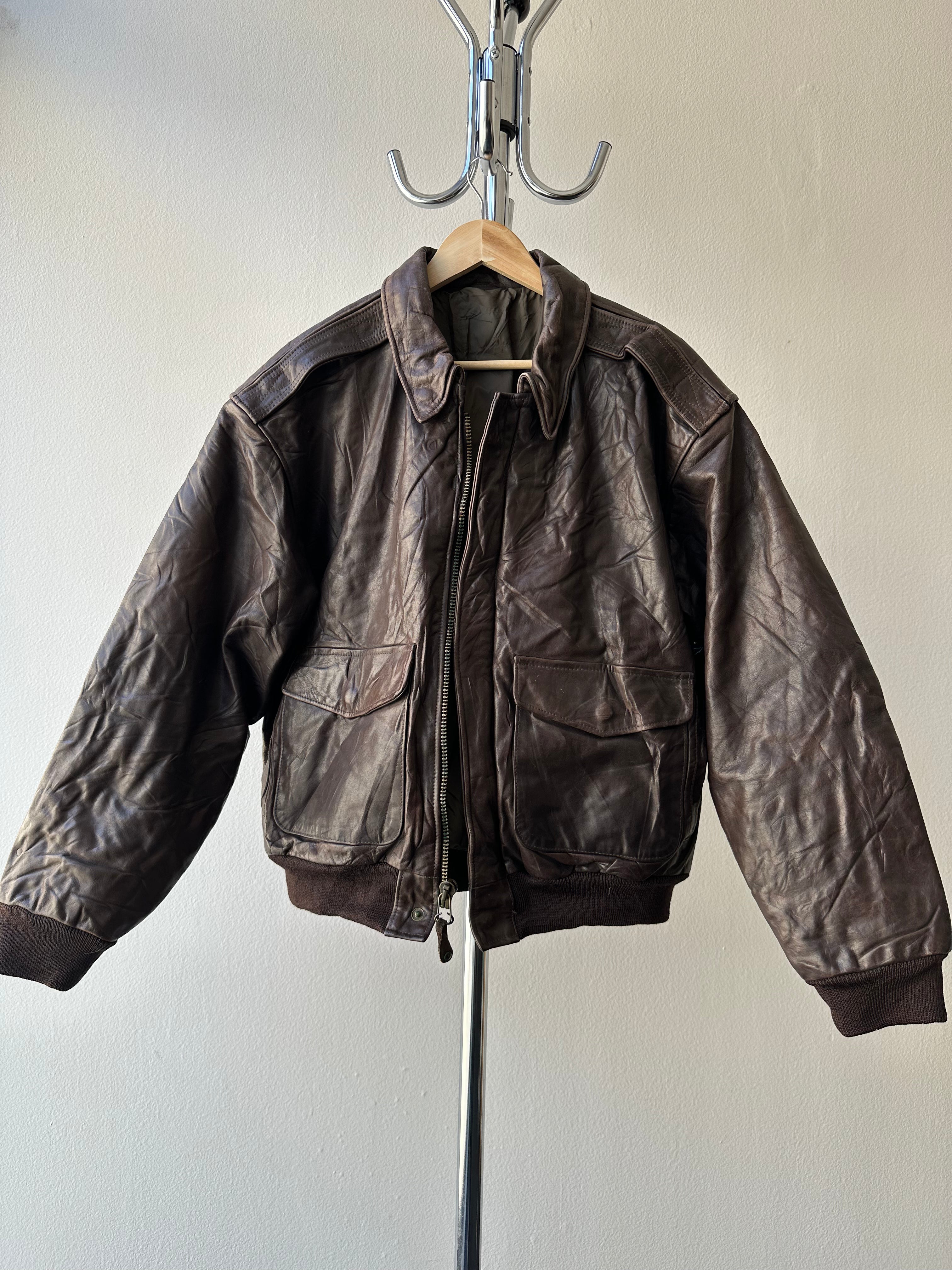 Vintage 1970s Aviator Leather Jacket – size L