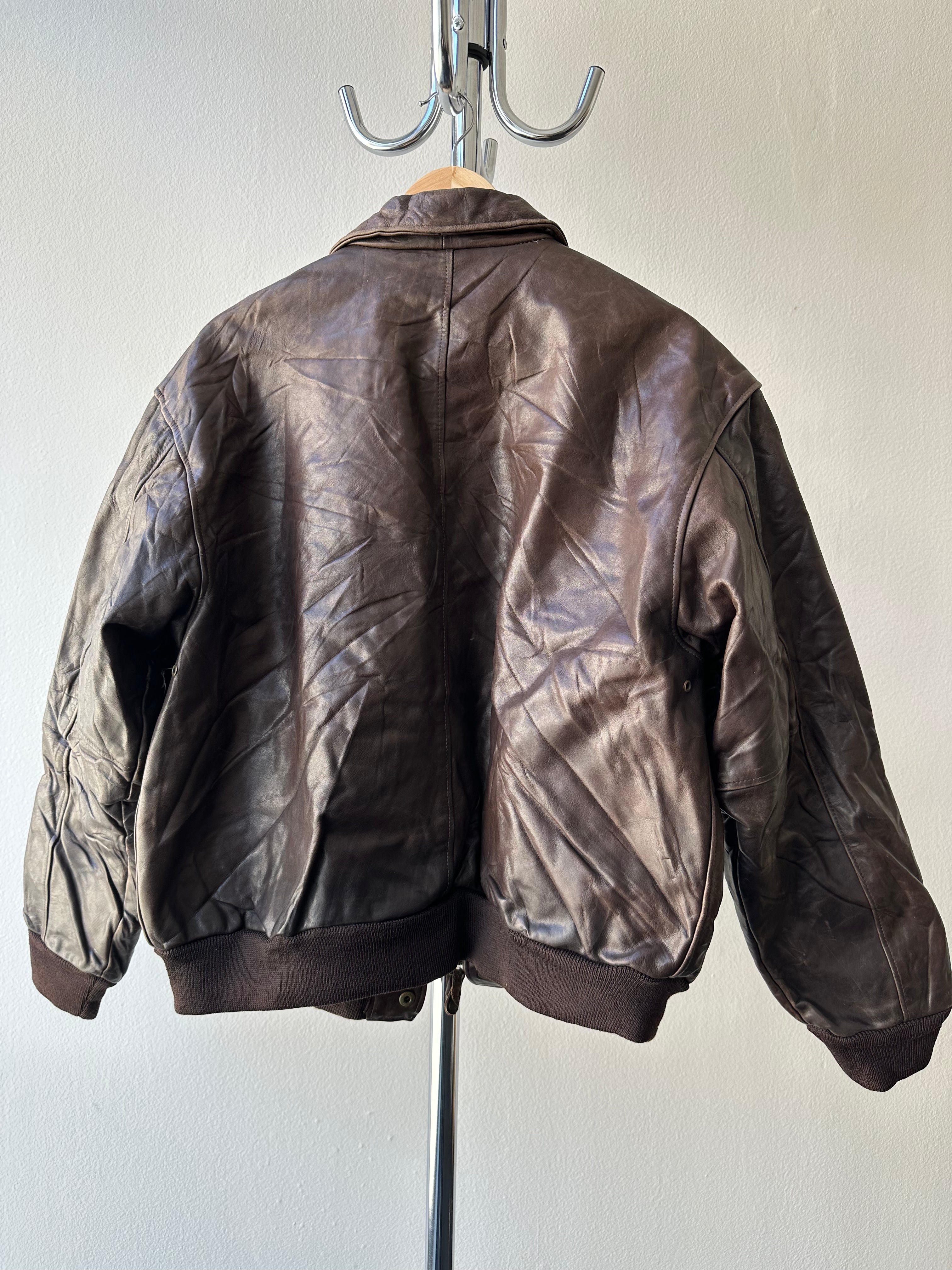 Vintage 1970s Aviator Leather Jacket – size L