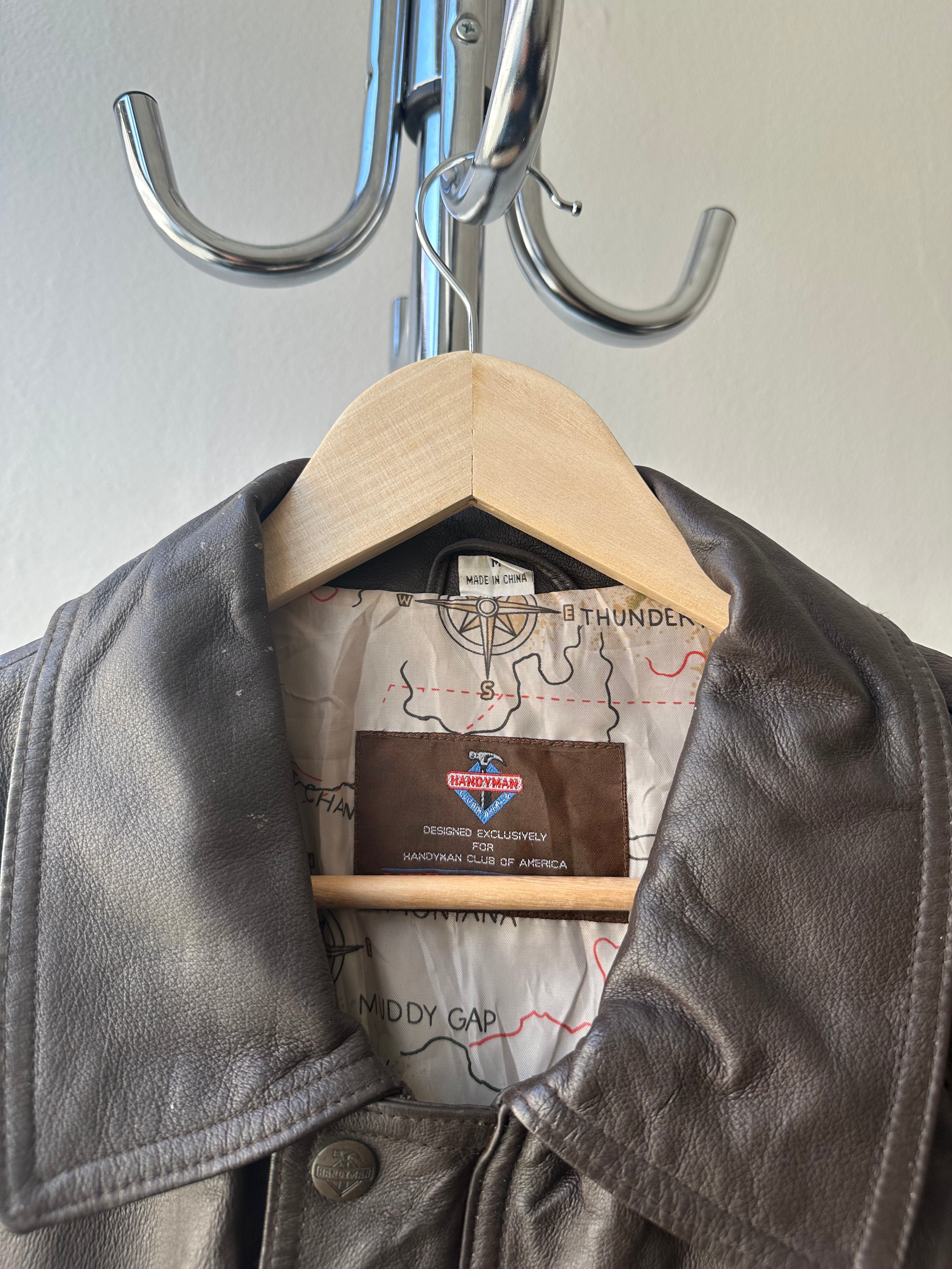 Vintage 1990s Handyman Club of America Leather Jacket - size M