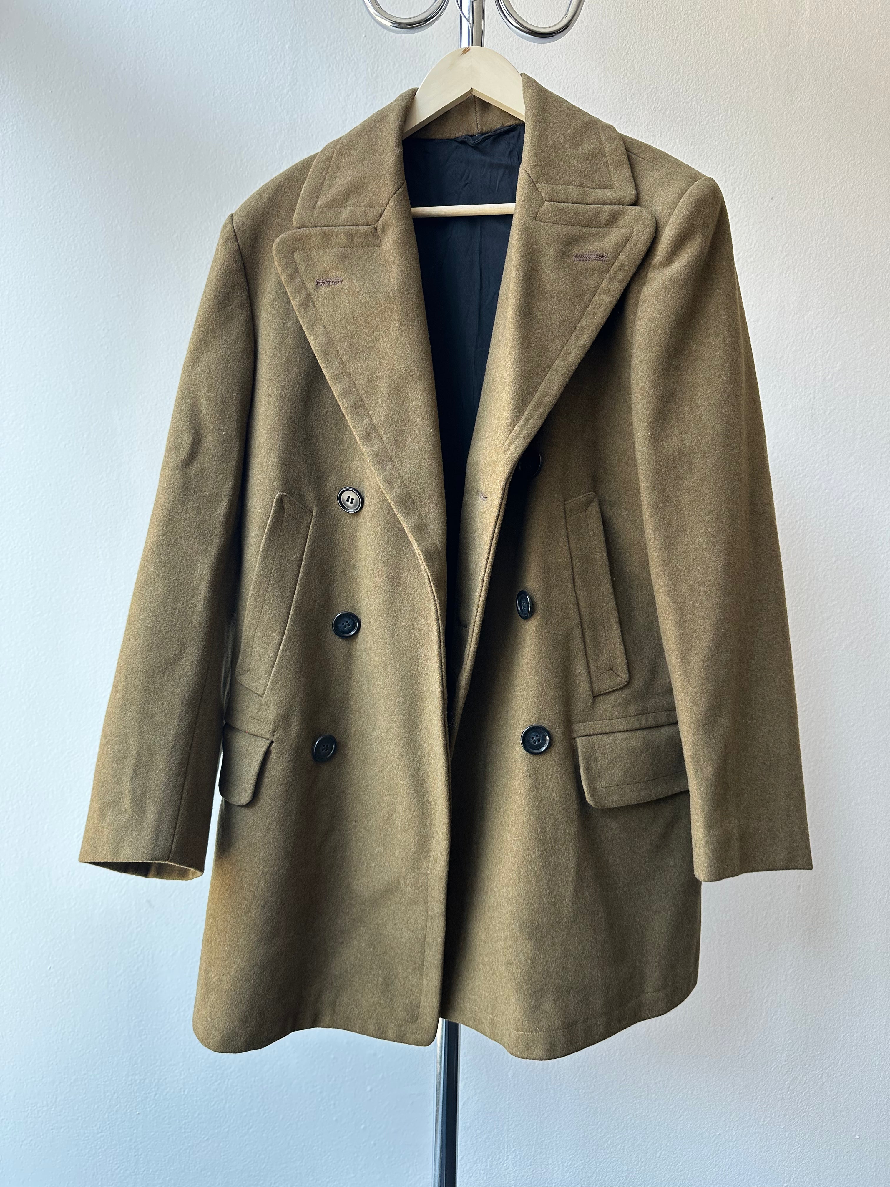 Vintage 1960s Double Breasted French Military Wool Coat - size L