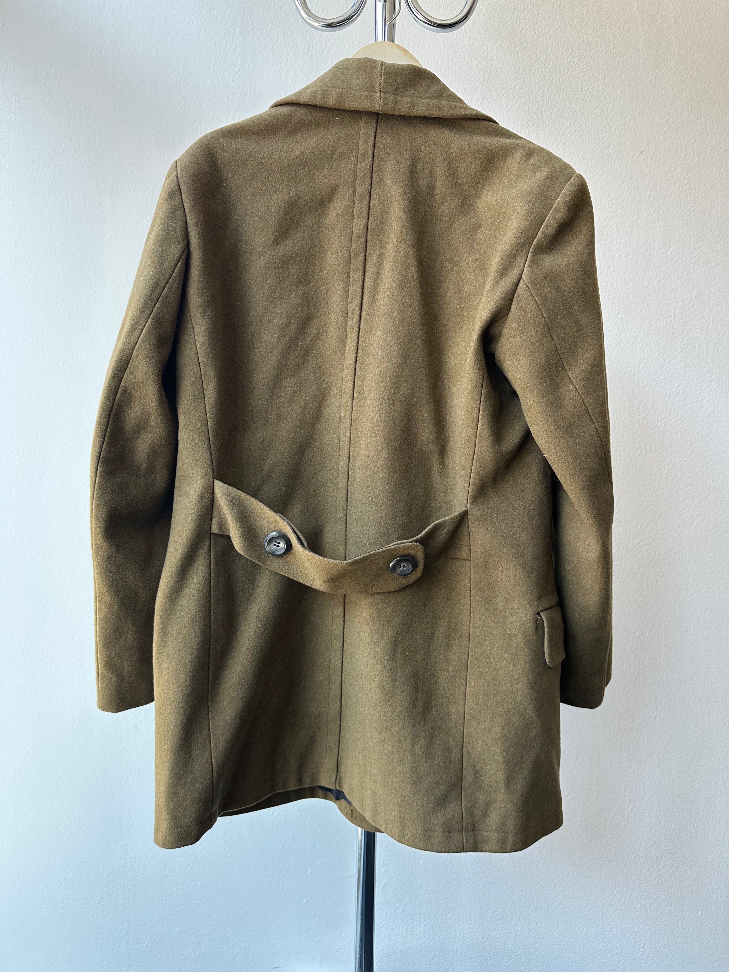 Vintage 1960s Double Breasted French Military Wool Coat - size L