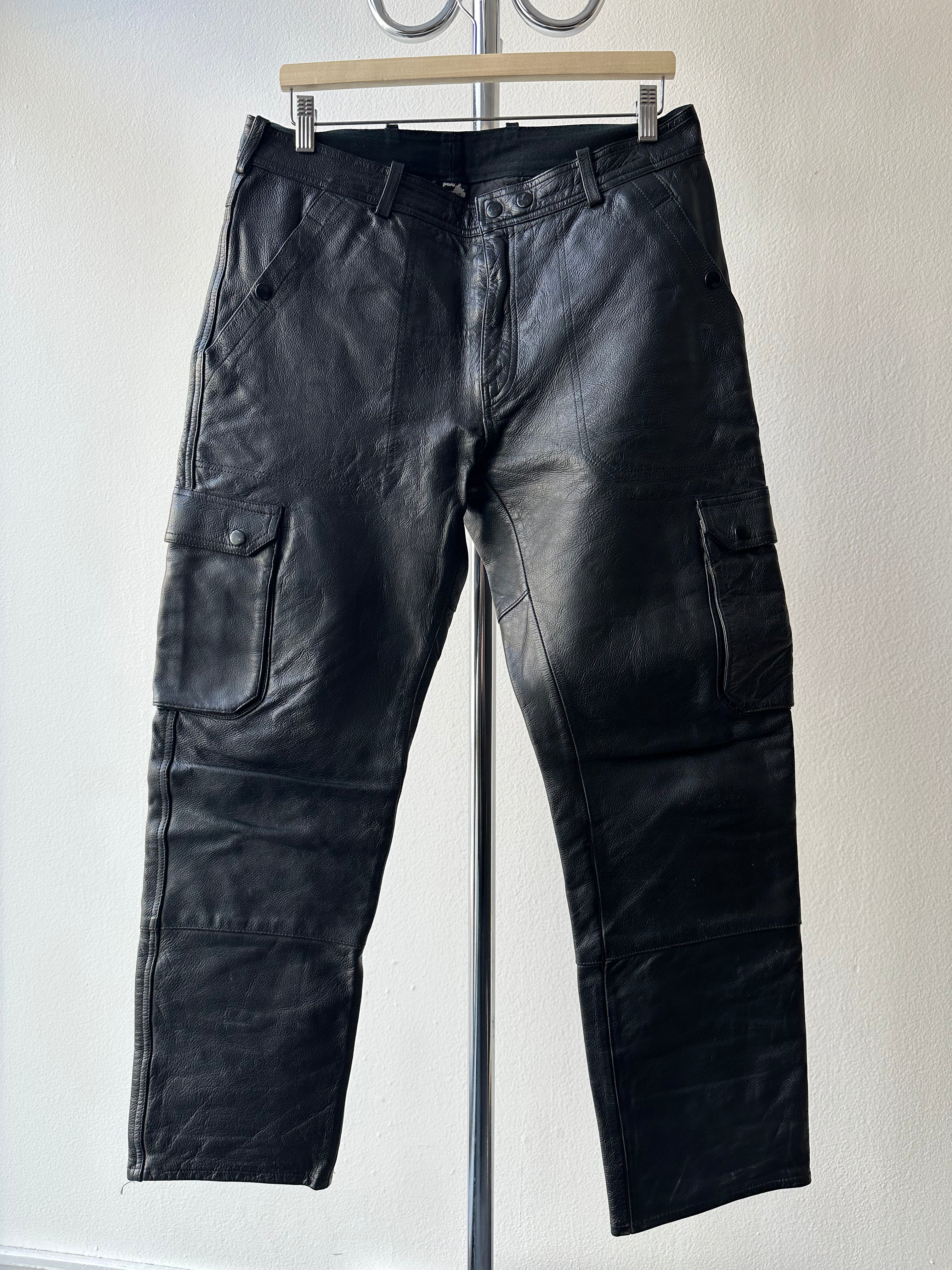 Vintage 1990s Leather Motorcycle Cargo Pants - size 32x30