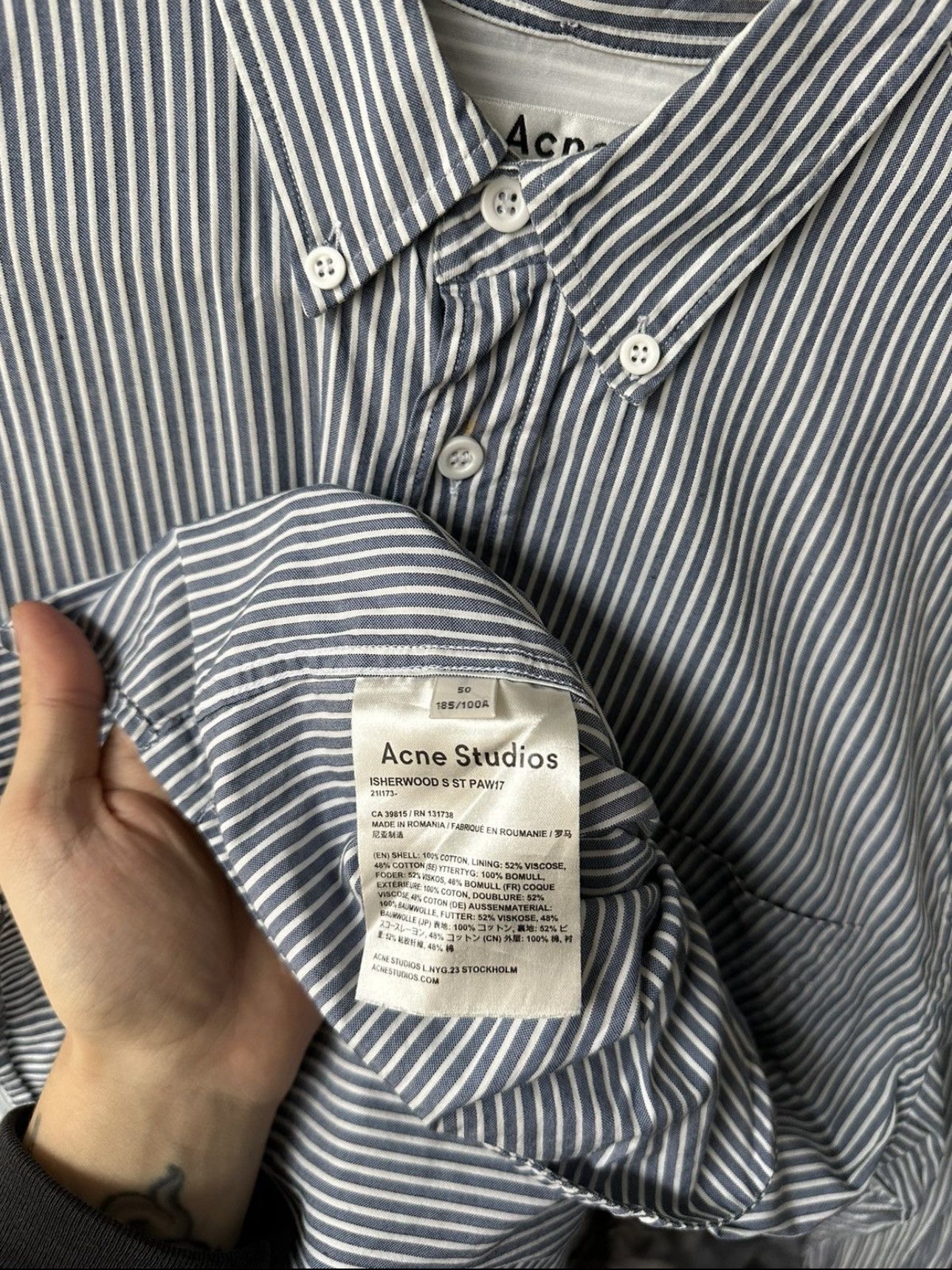 Acne Studios Striped Poplin Shirt - size M