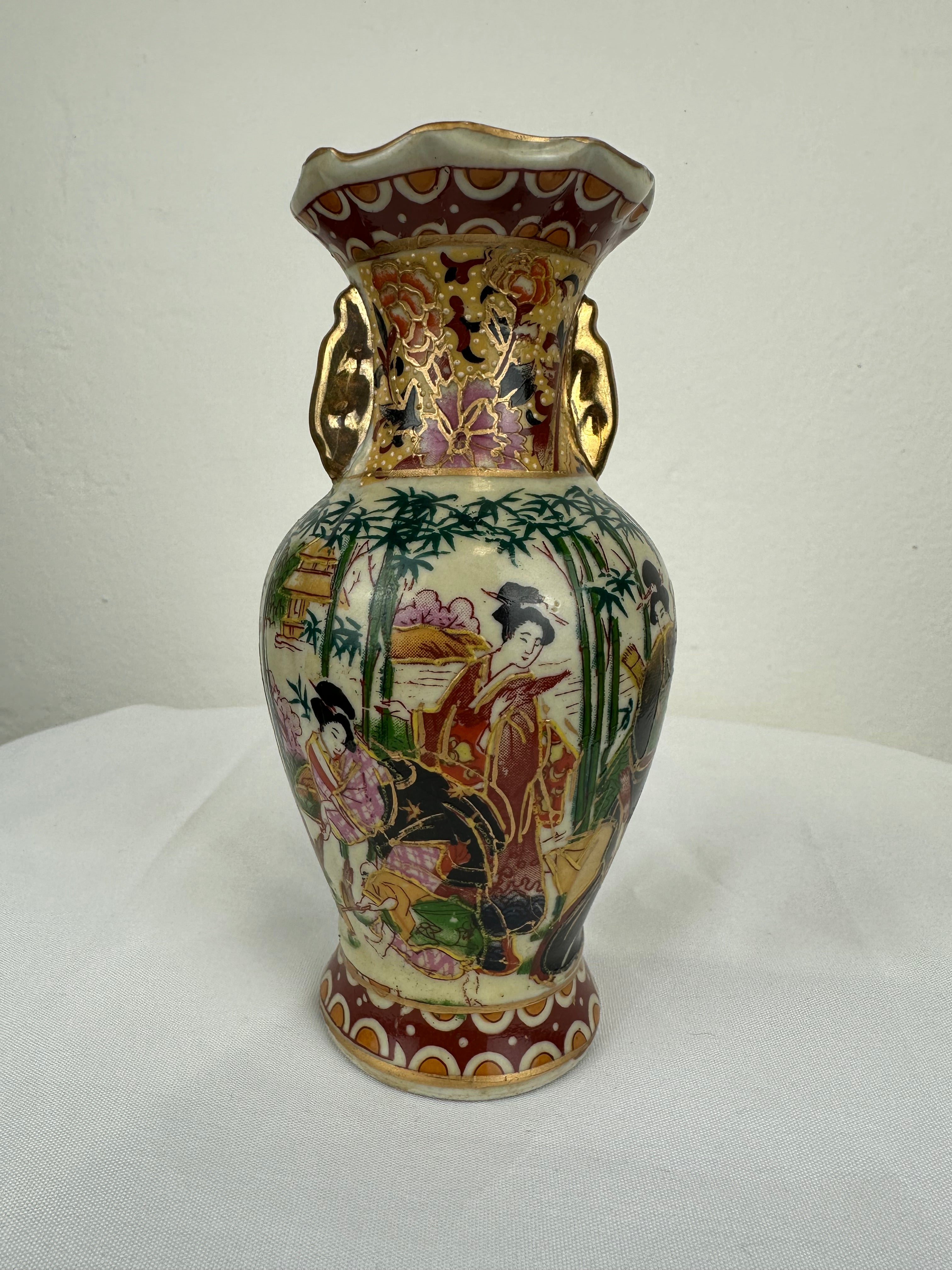 Vintage “Afternoon in the Garden” Chinese Vase
