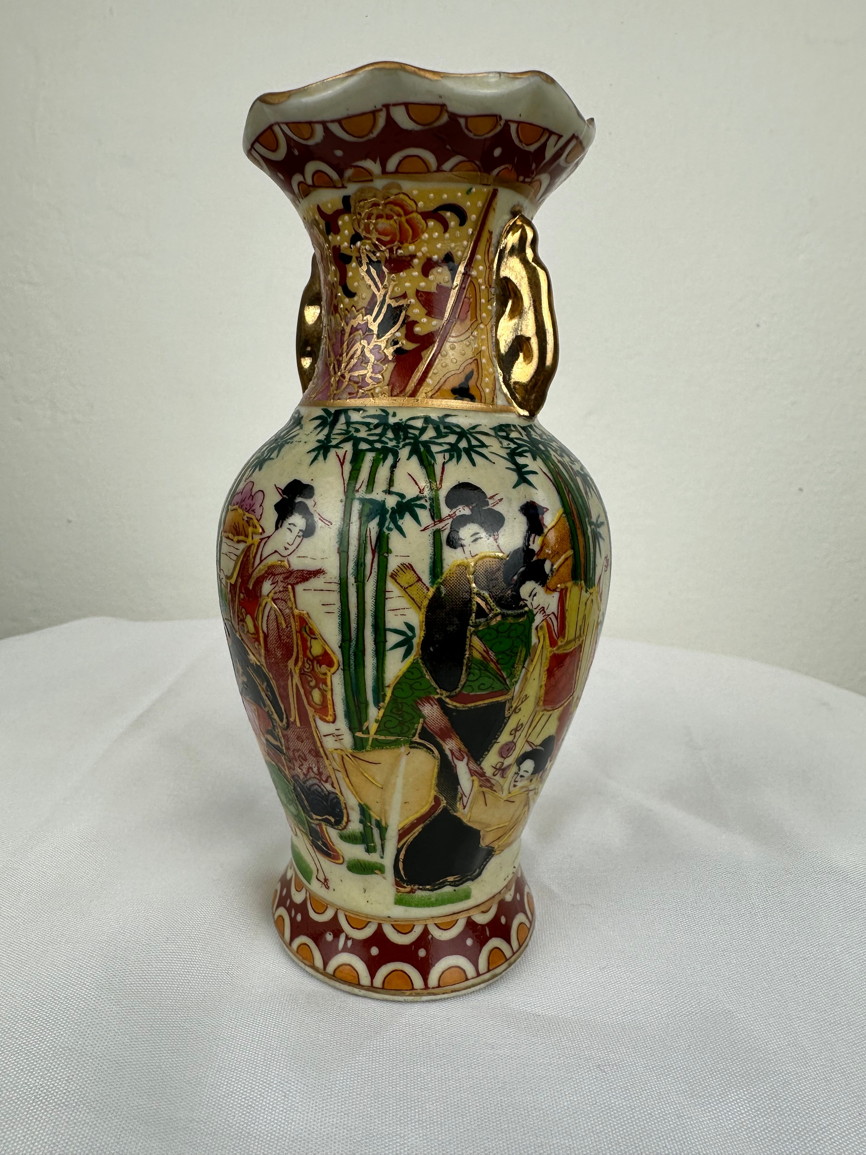 Vintage “Afternoon in the Garden” Chinese Vase
