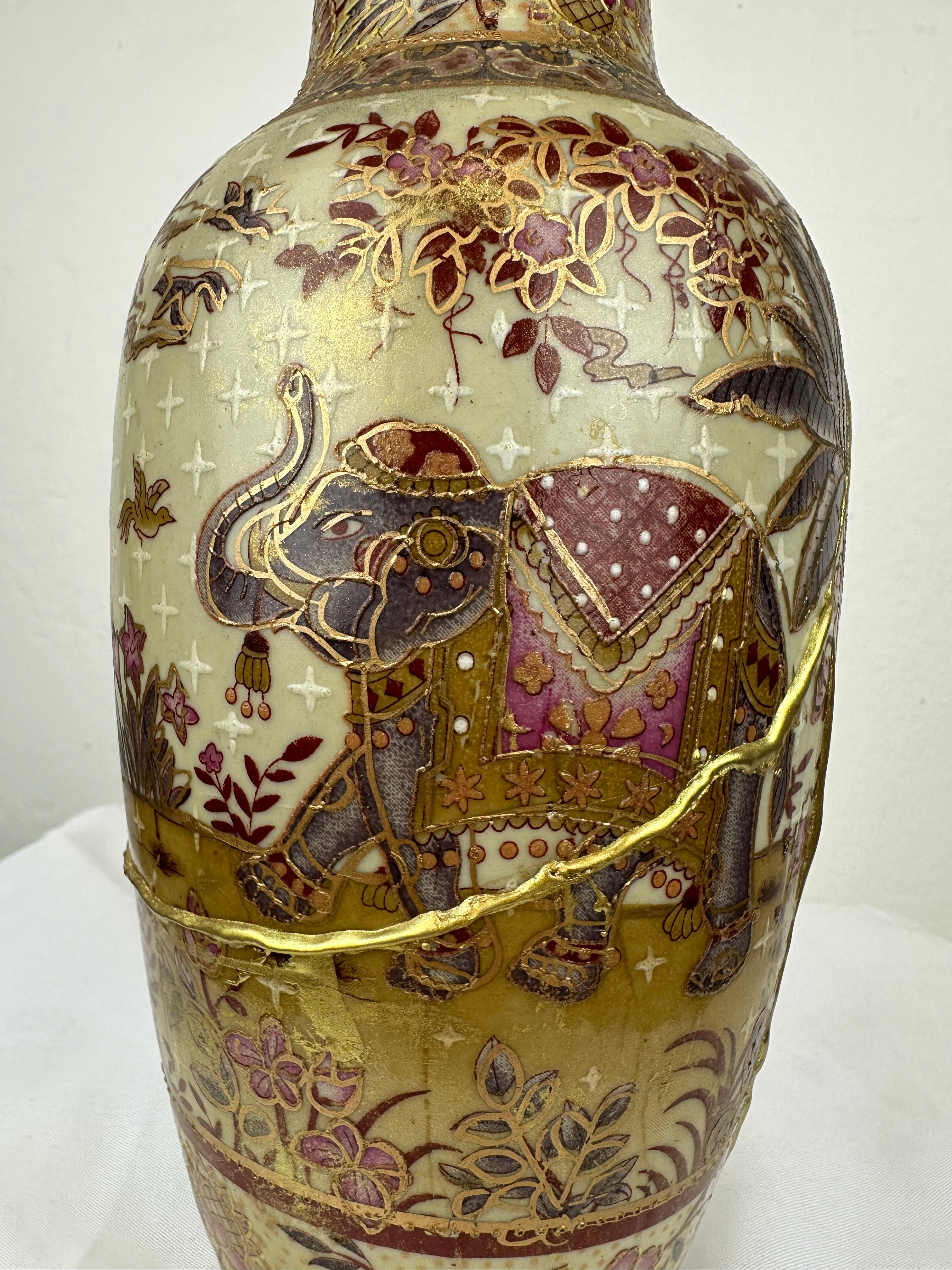 Vintage Chinese “ Kintsugi” Elephant Vase