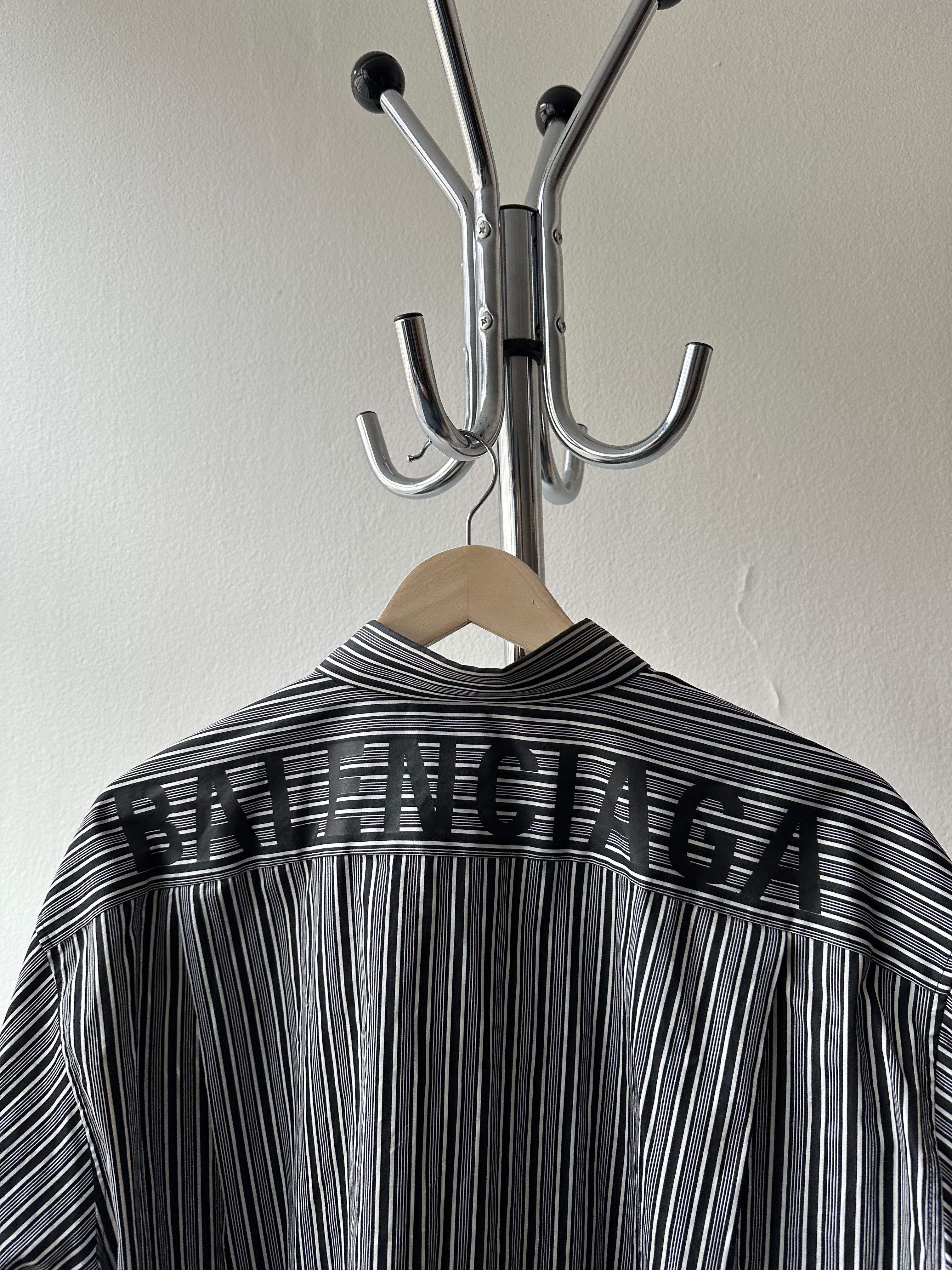 Balenciaga Oversized Striped Shirt with Back Logo - oversized size M