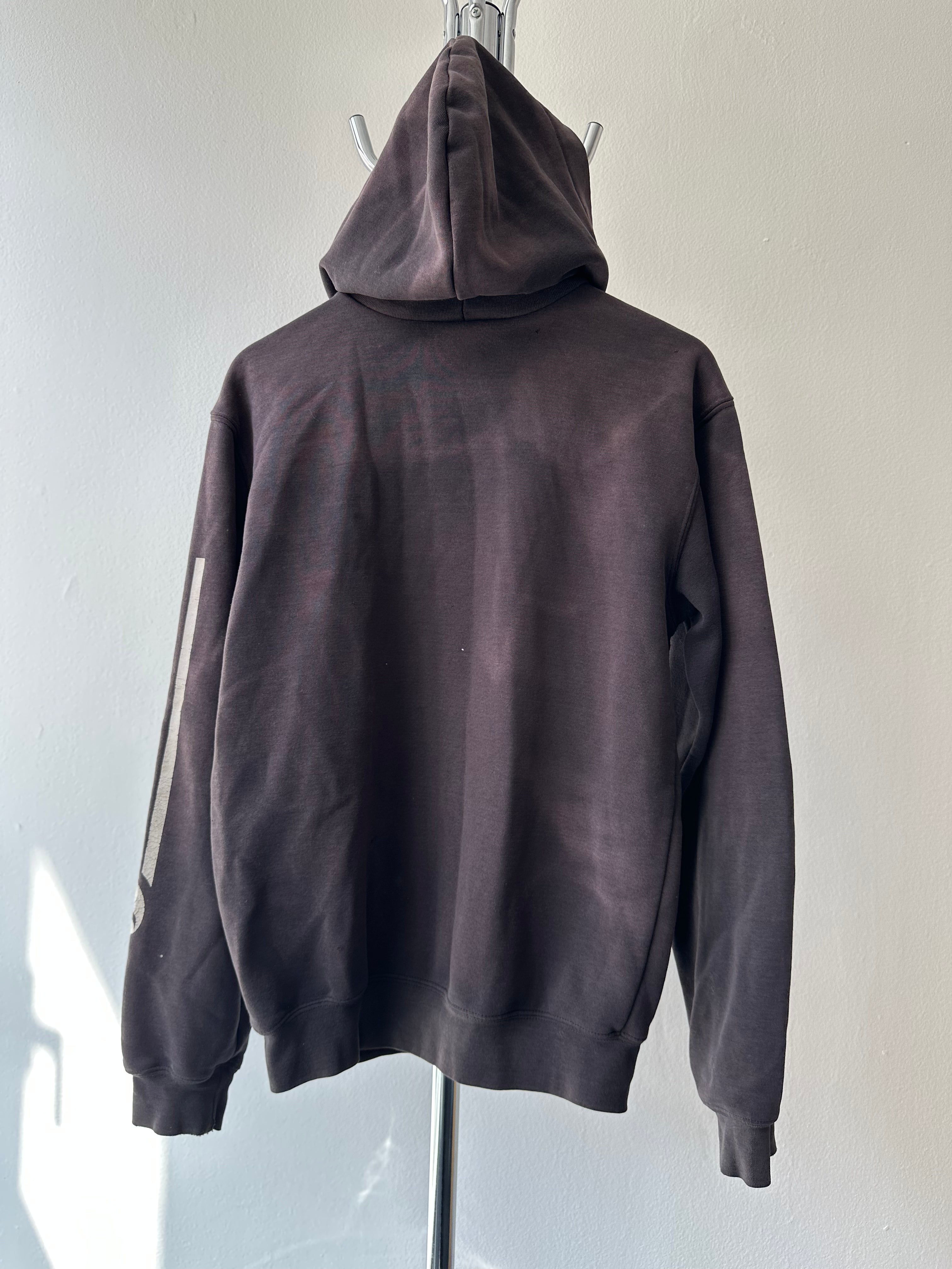 Vintage 1990s Carhartt Hoodie – Spellout Sleeve (Sun Faded, Distressed) - size S/M