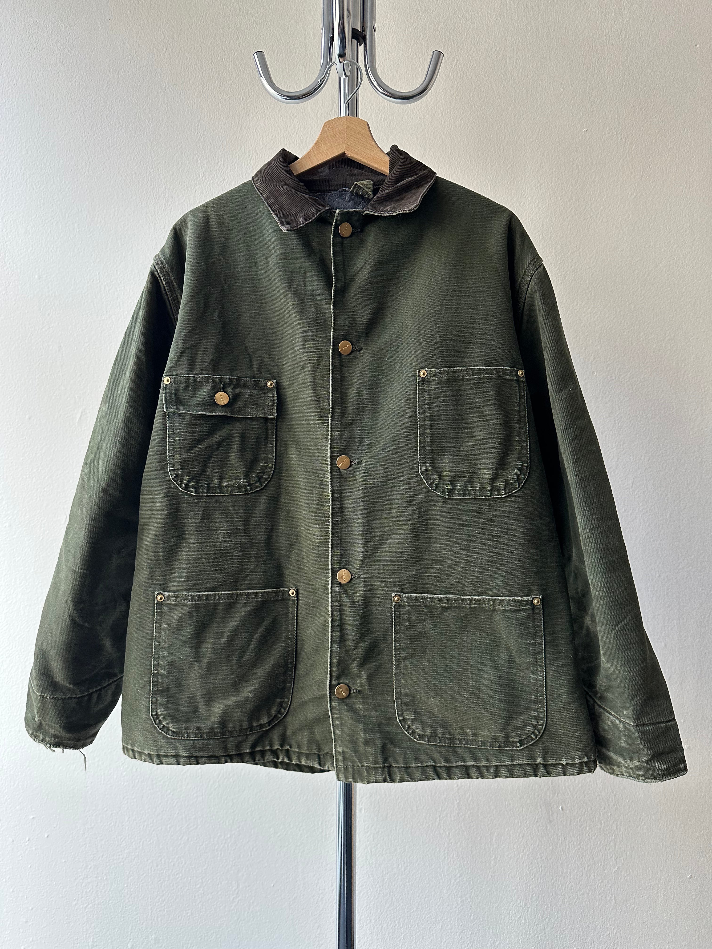 Vintage 1990s Carhartt "Moss Green" Chore Coat Jacket - size M