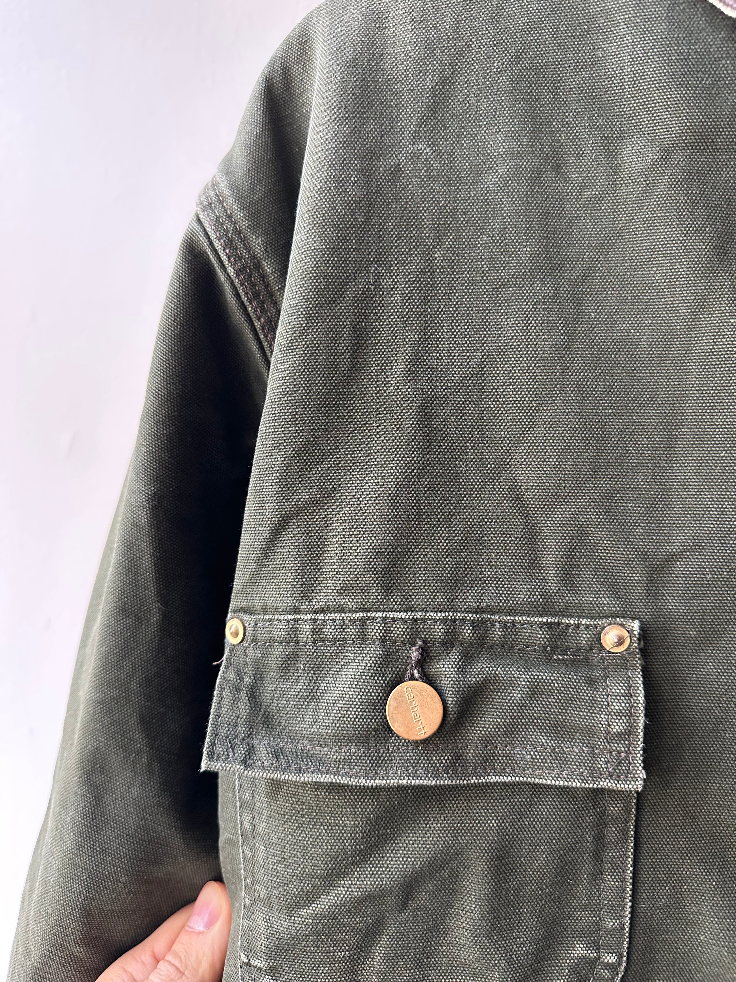 Vintage 1990s Carhartt "Moss Green" Chore Coat Jacket - size M