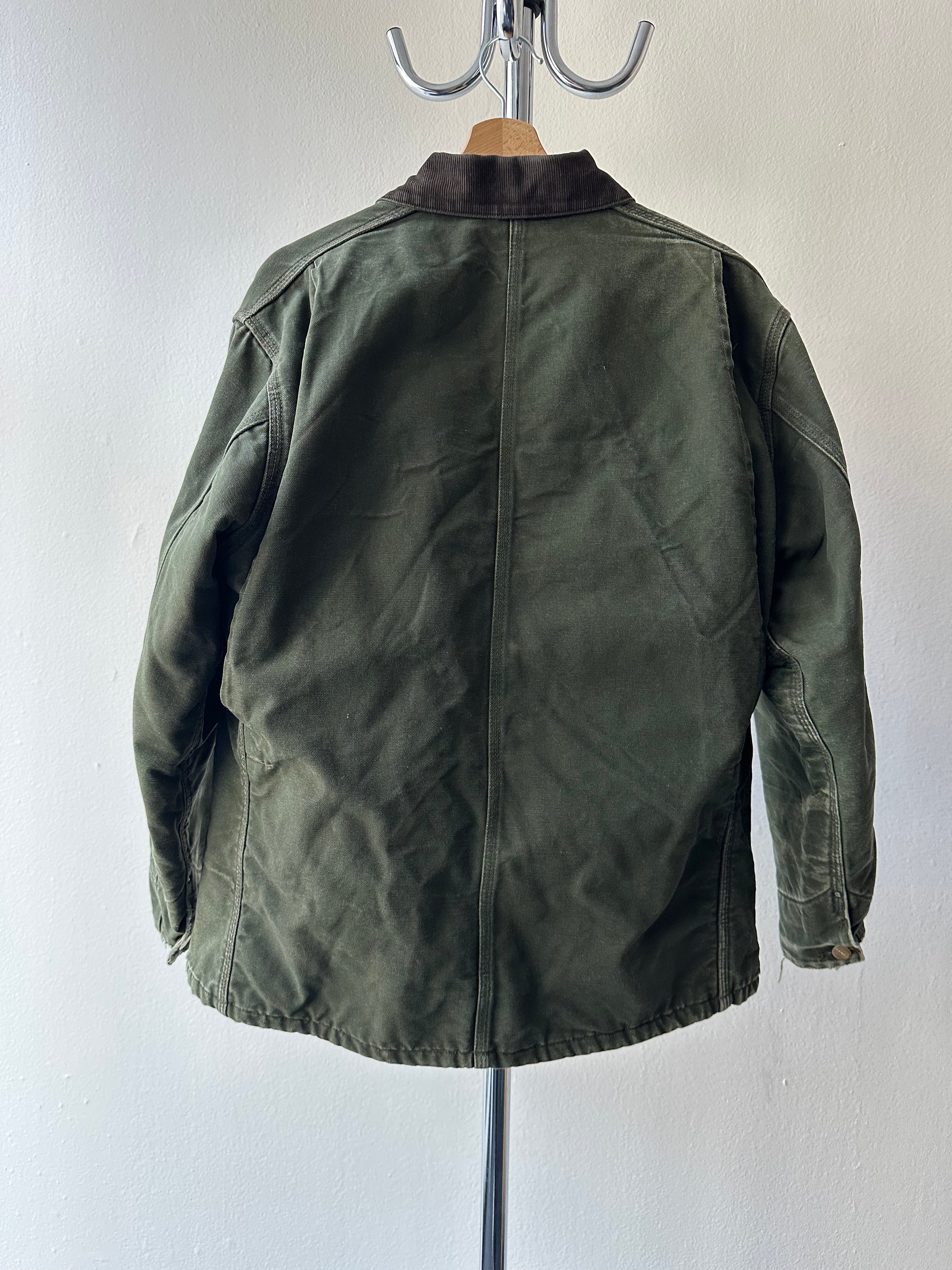 Vintage 1990s Carhartt "Moss Green" Chore Coat Jacket - size M