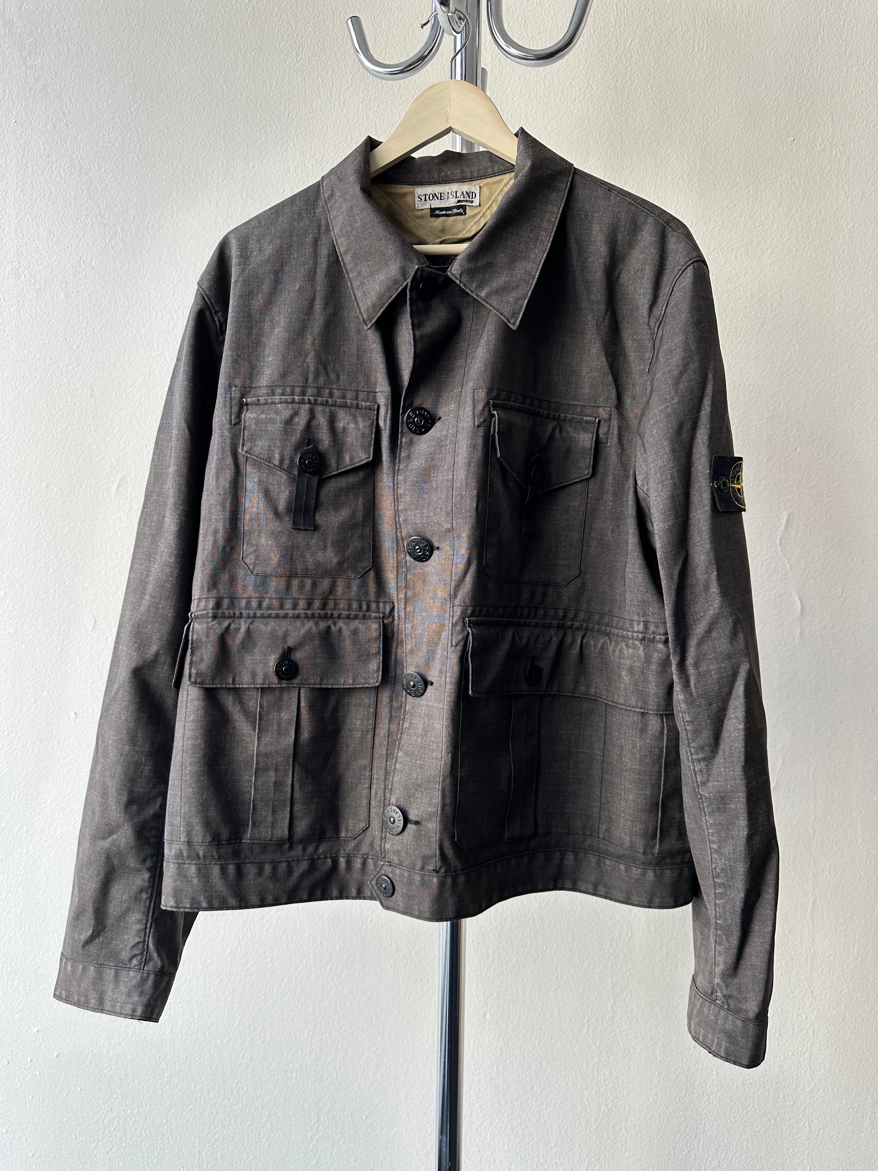 Vintage Stone Island SS 2002 Resin Coated Wool Jacket - size L/XL