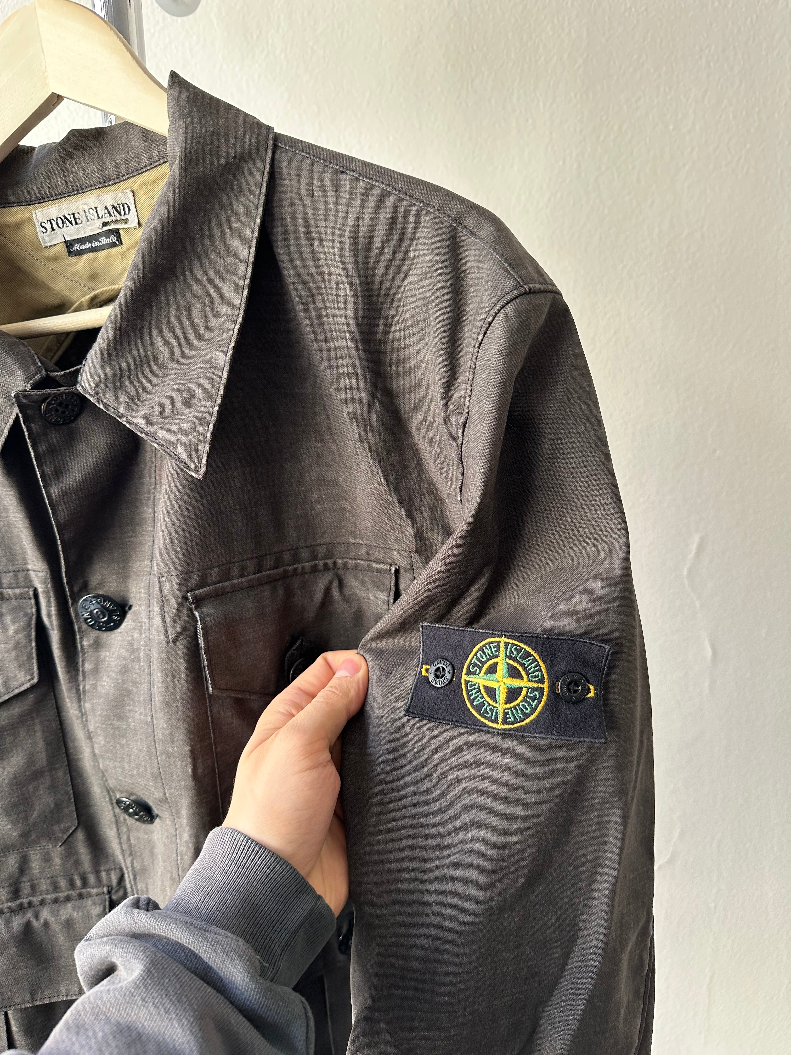 Vintage Stone Island SS 2002 Resin Coated Wool Jacket - size L/XL