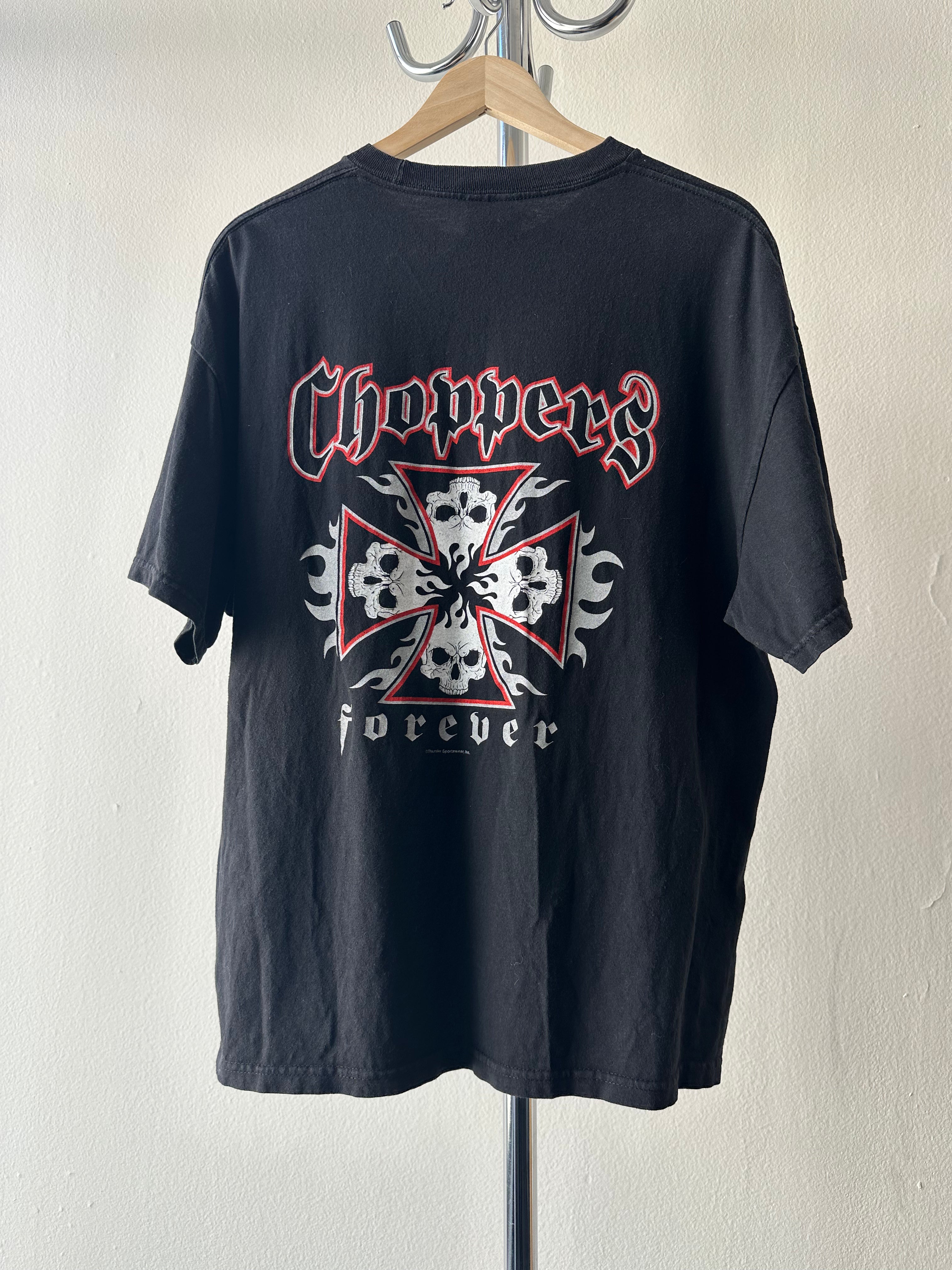 Vintage 1990s Choppers Forever Skull Cross Tee