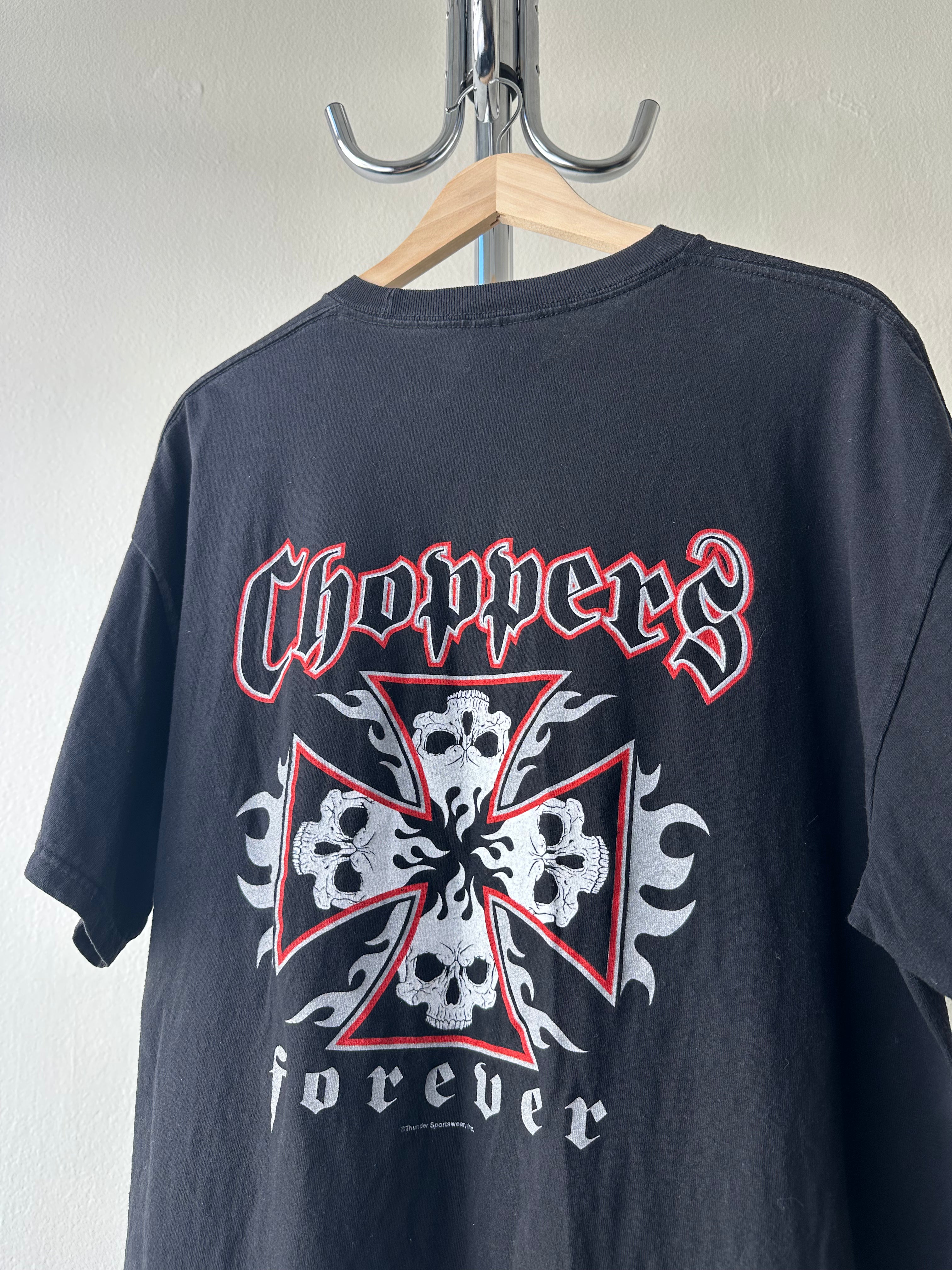 Vintage 1990s Choppers Forever Skull Cross Tee