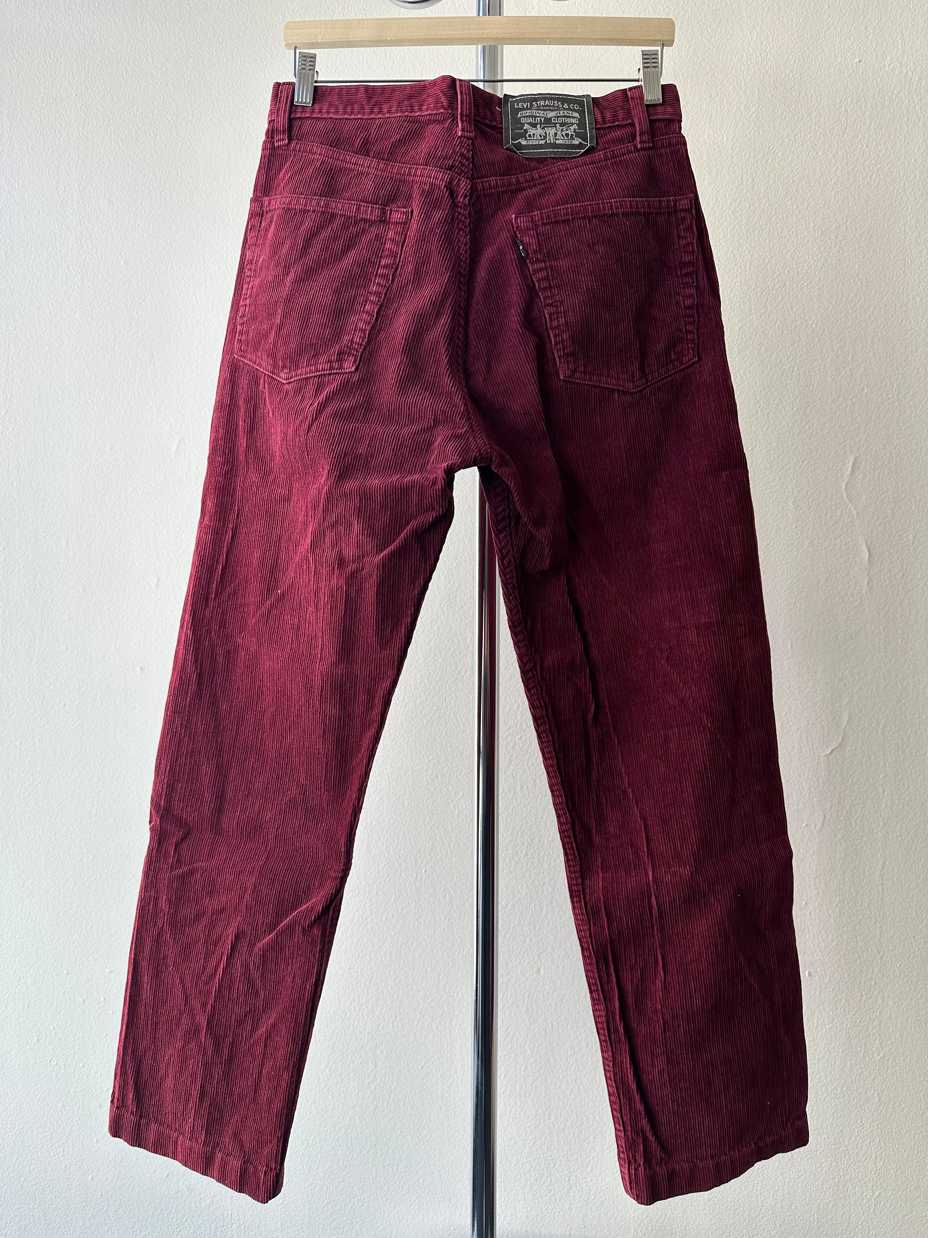 Vintage 1980s Levi’s Burgundy Corduroy Pants  – Size 32x32