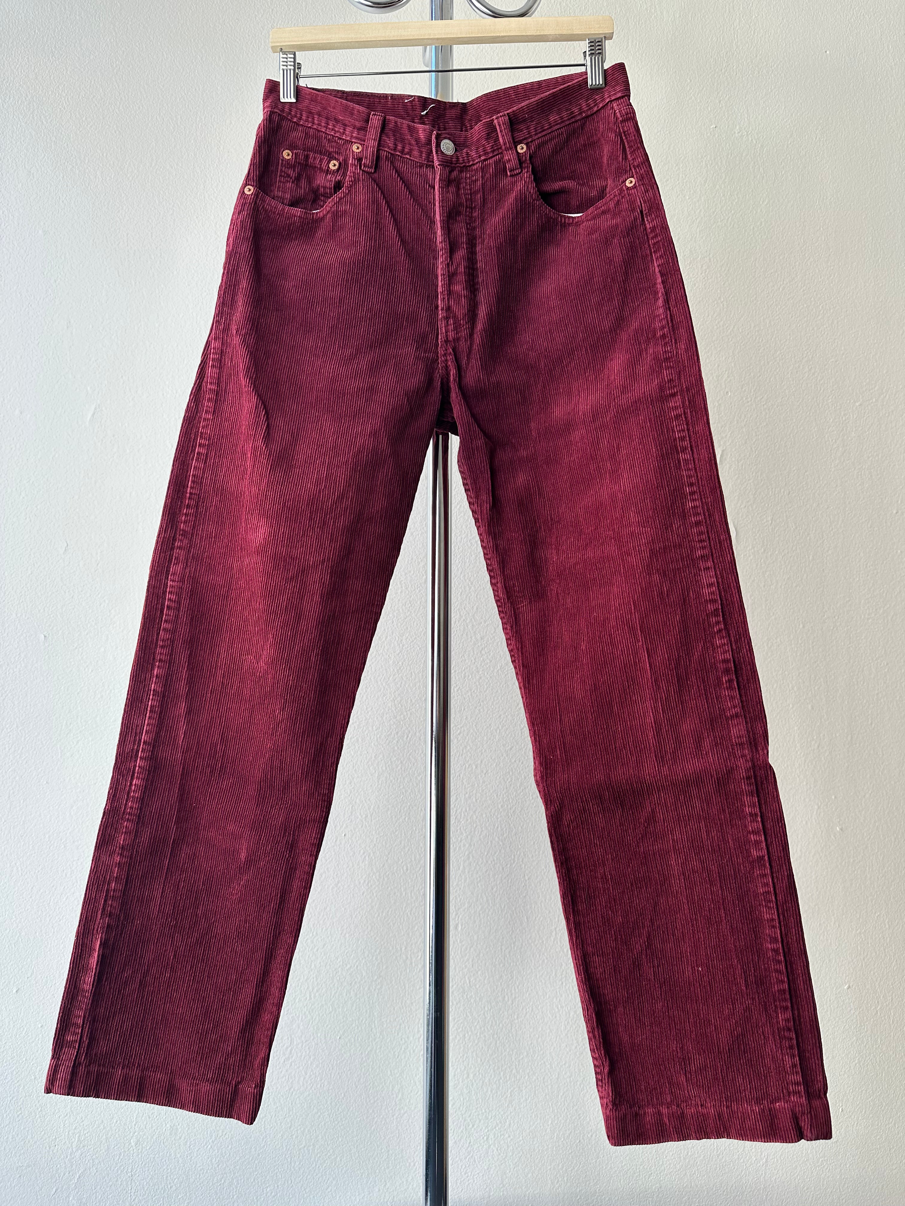 Vintage 1980s Levi’s Burgundy Corduroy Pants  – Size 32x32