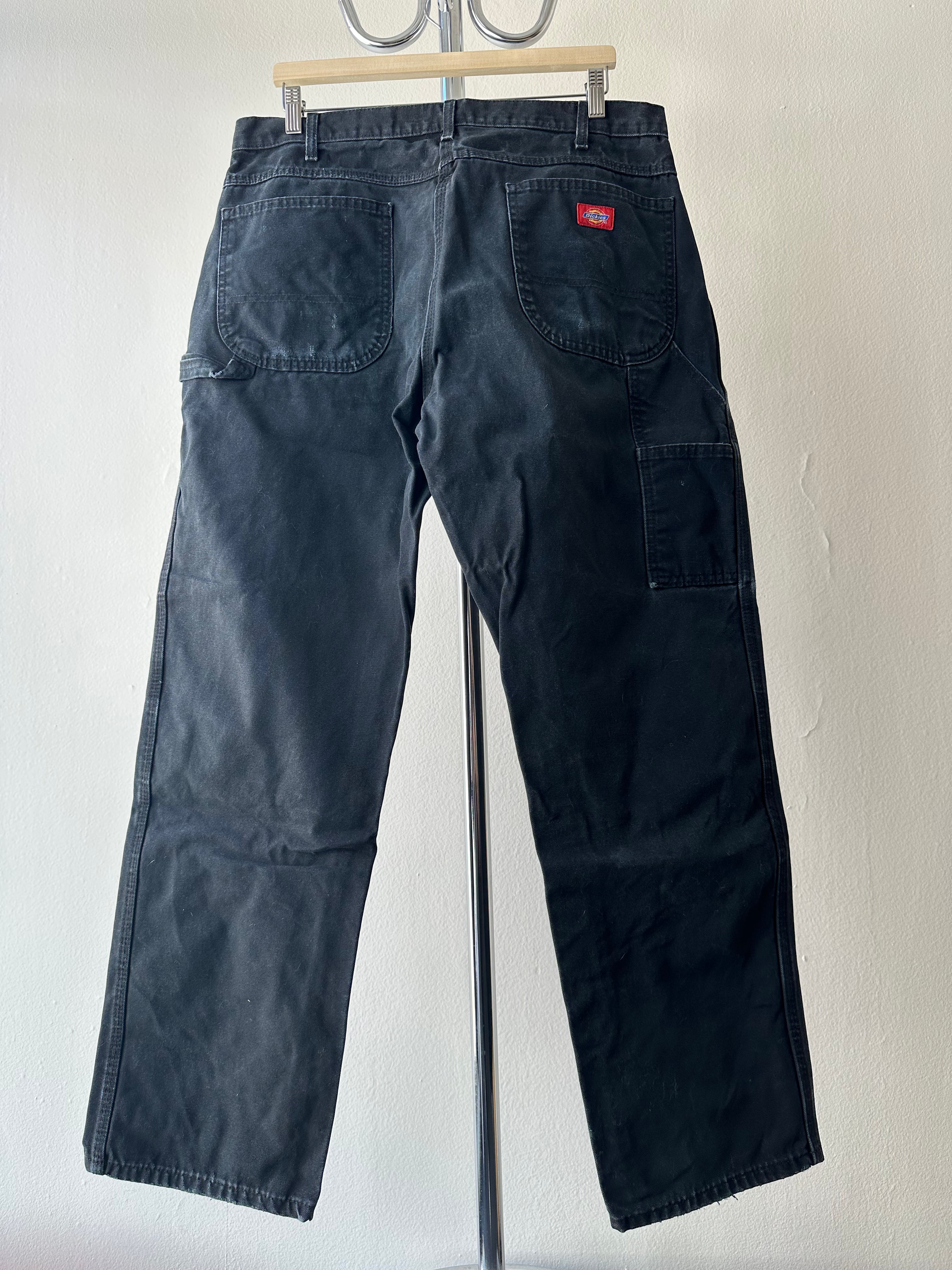 Vintage Dickies Faded Black "Single Knee" Workwear Pants - size 34x32