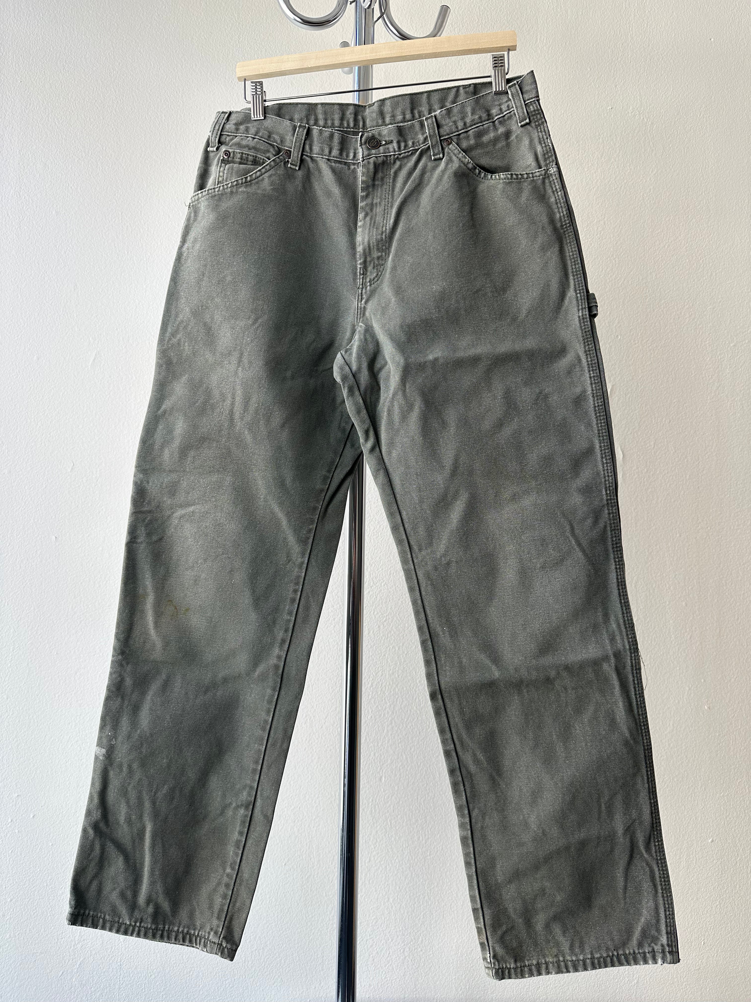 Vintage Dickies Faded Green "Single Knee" Pants - size 34x32