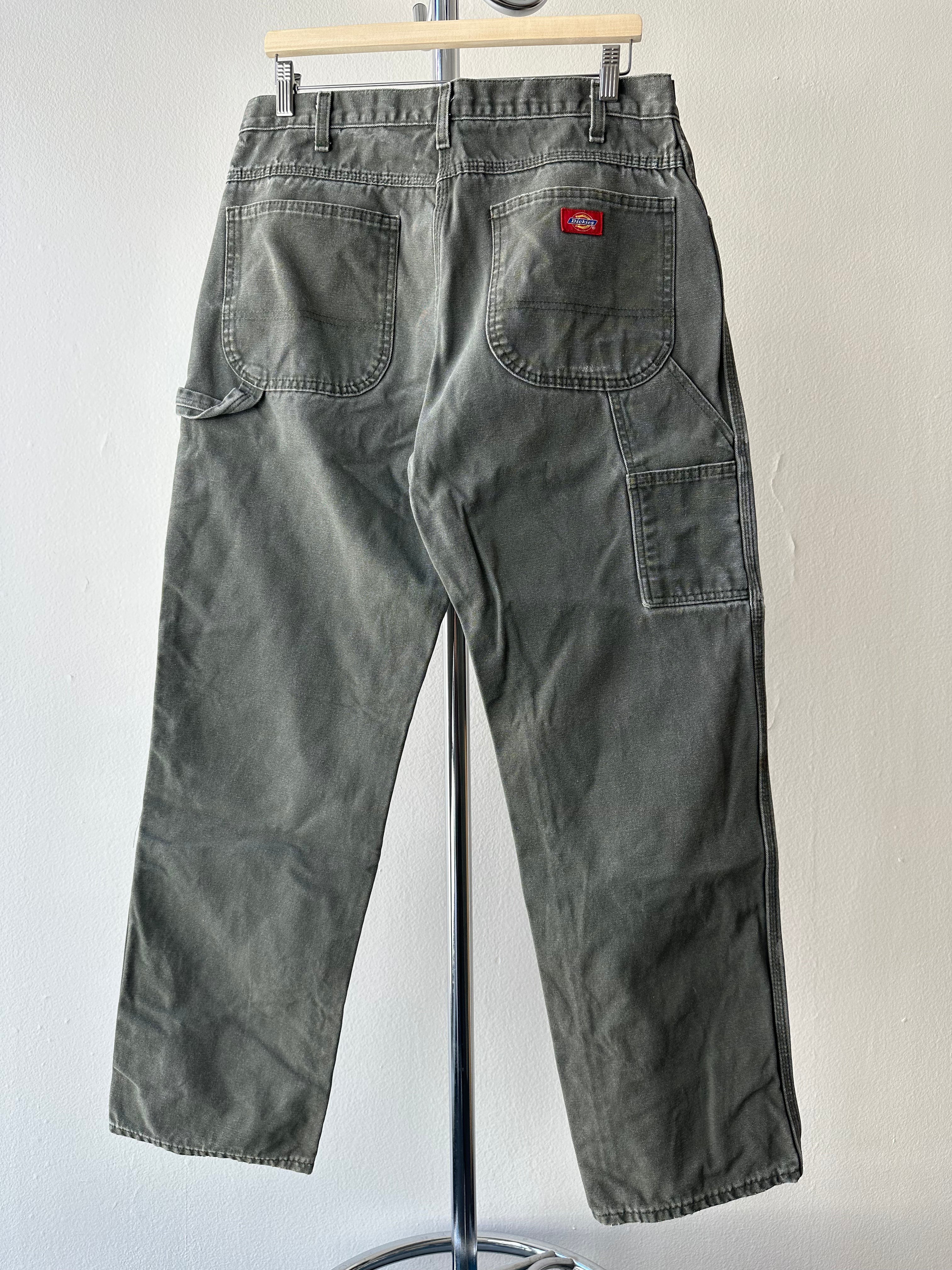 Vintage Dickies Faded Green "Single Knee" Pants - size 34x32