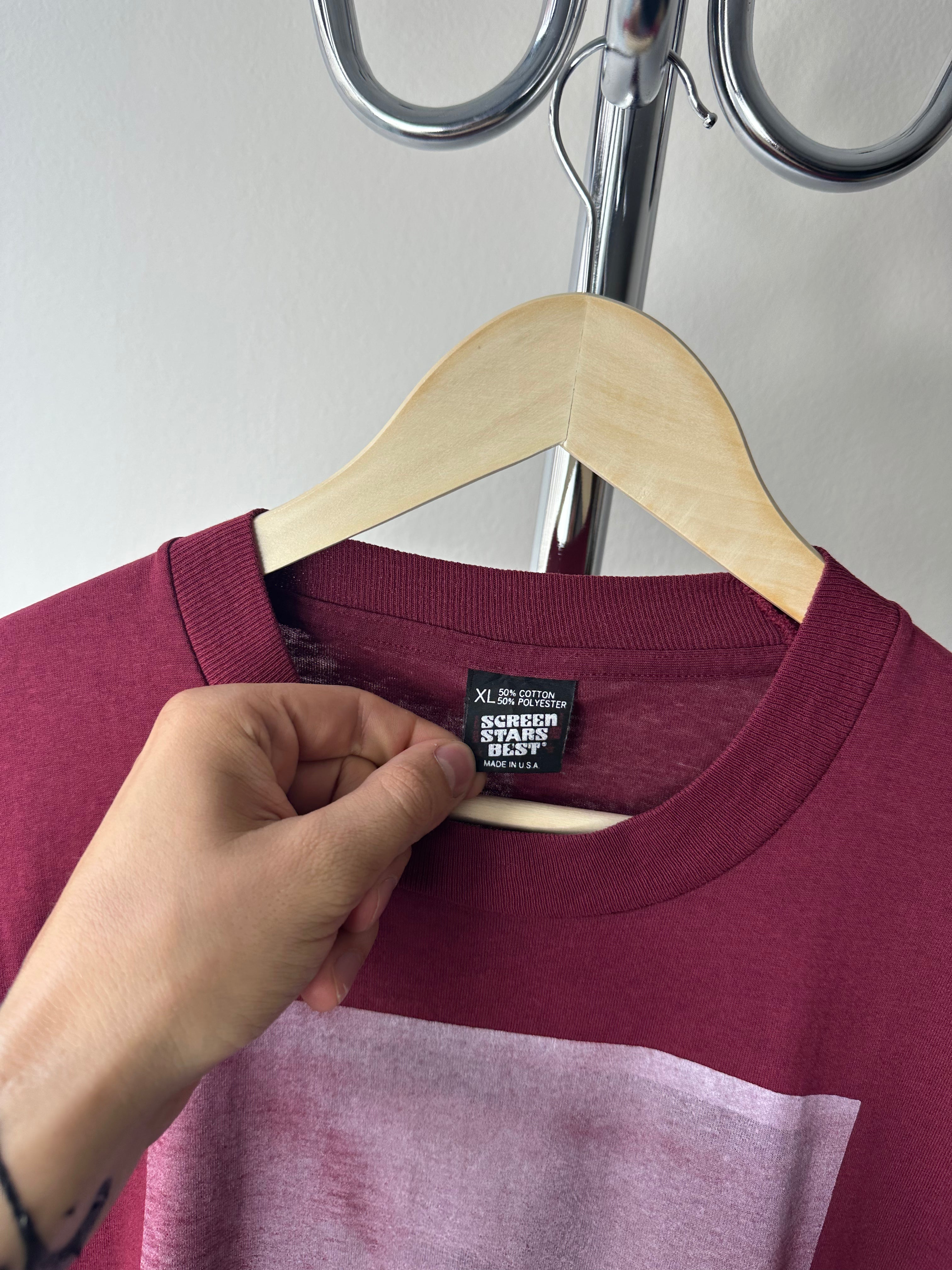 Vintage 1990s "Fading Words" Burgundy T-shirt - size XL