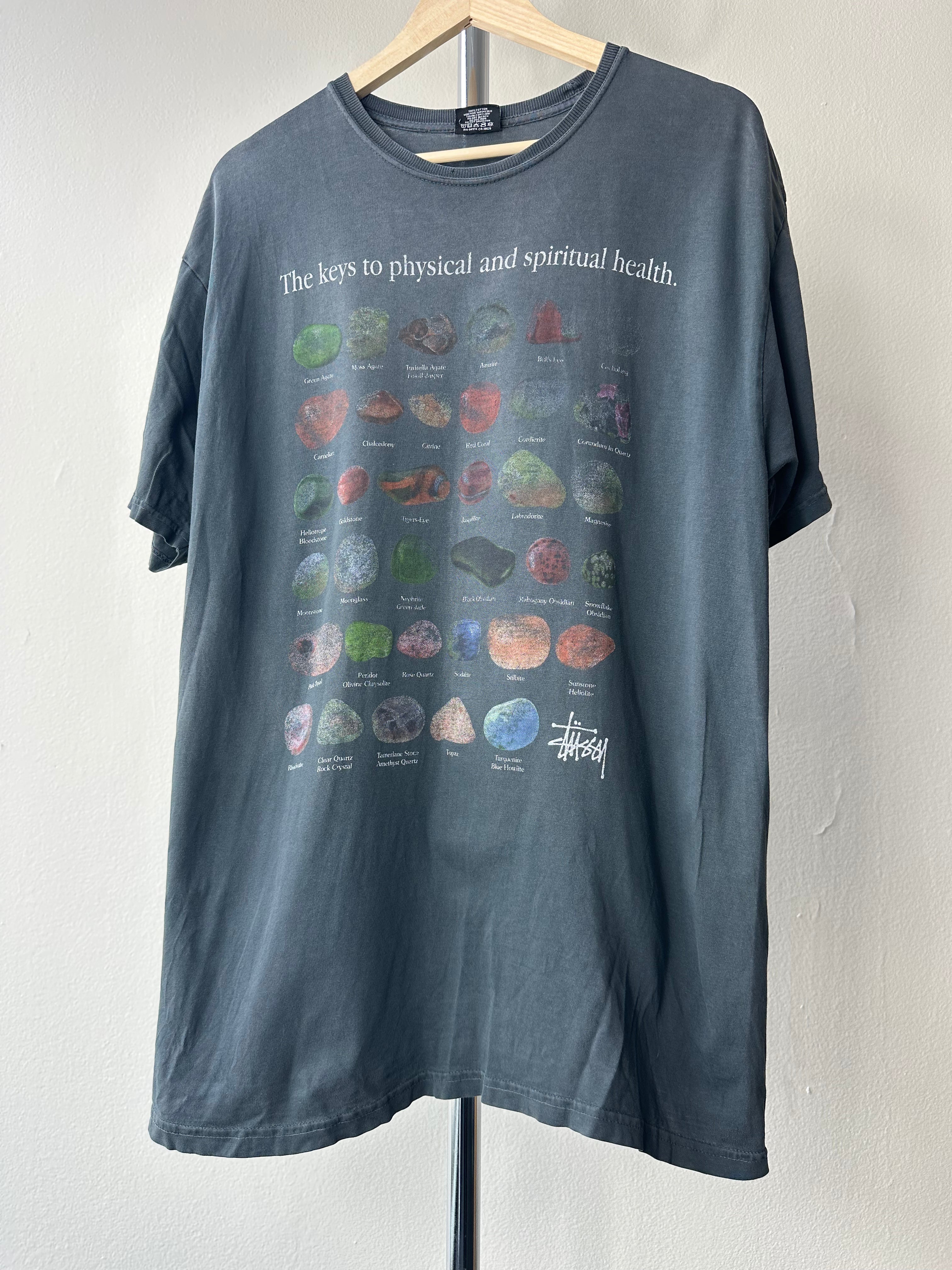 Stüssy "Keys to Physical and Spiritual Health" Faded T-shirt - size L
