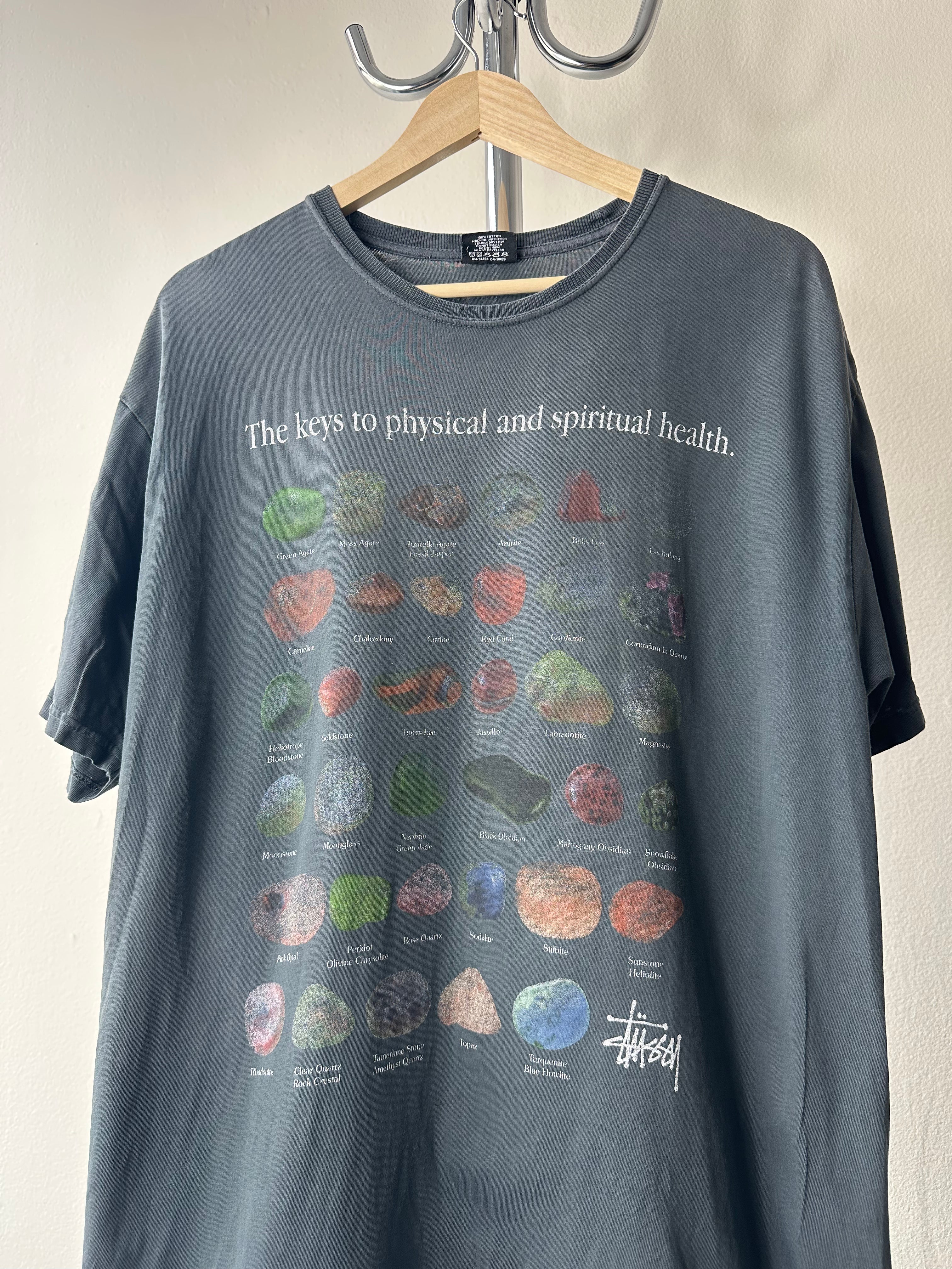 Stüssy "Keys to Physical and Spiritual Health" Faded T-shirt - size L