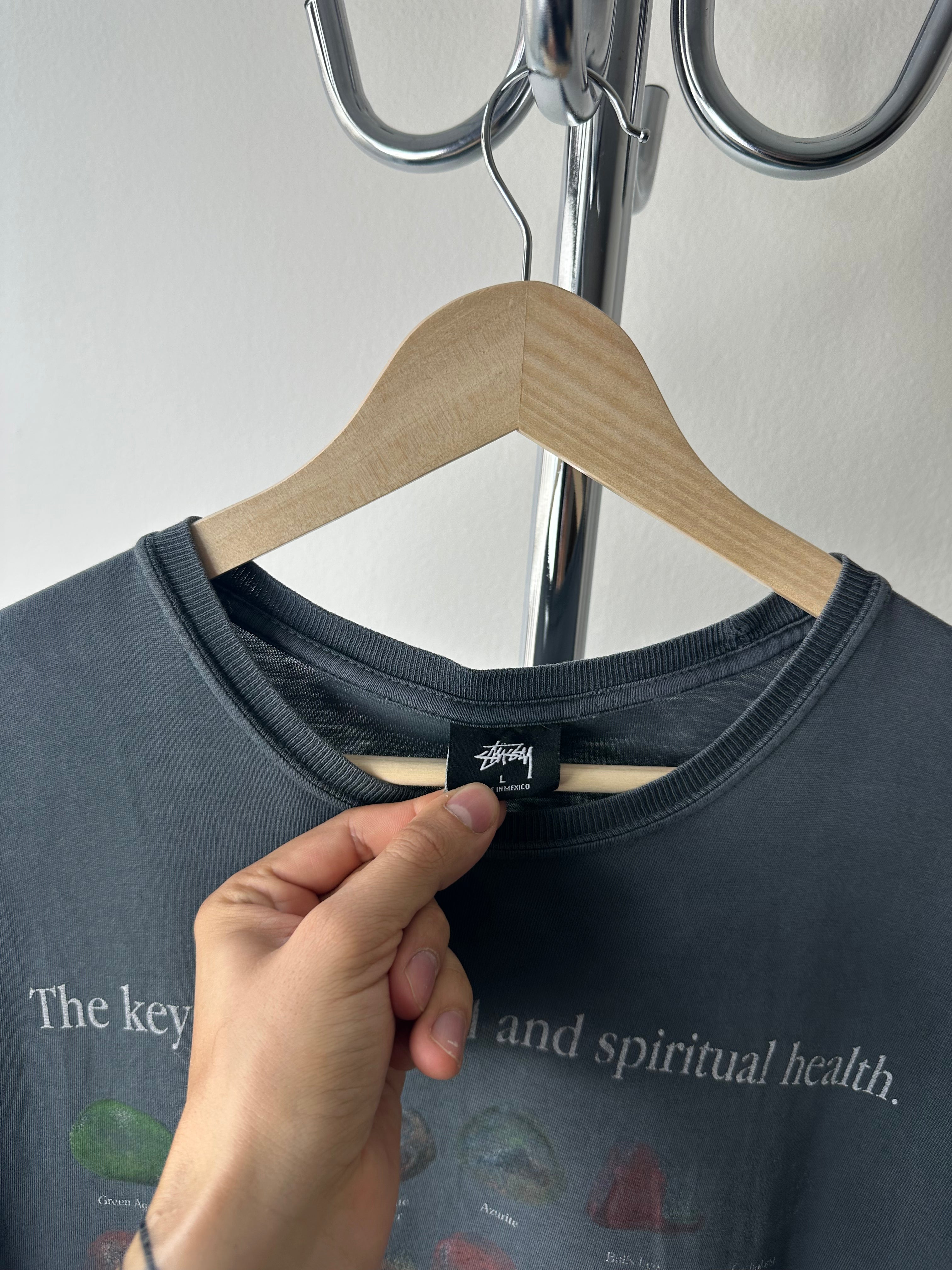 Stüssy "Keys to Physical and Spiritual Health" Faded T-shirt - size L