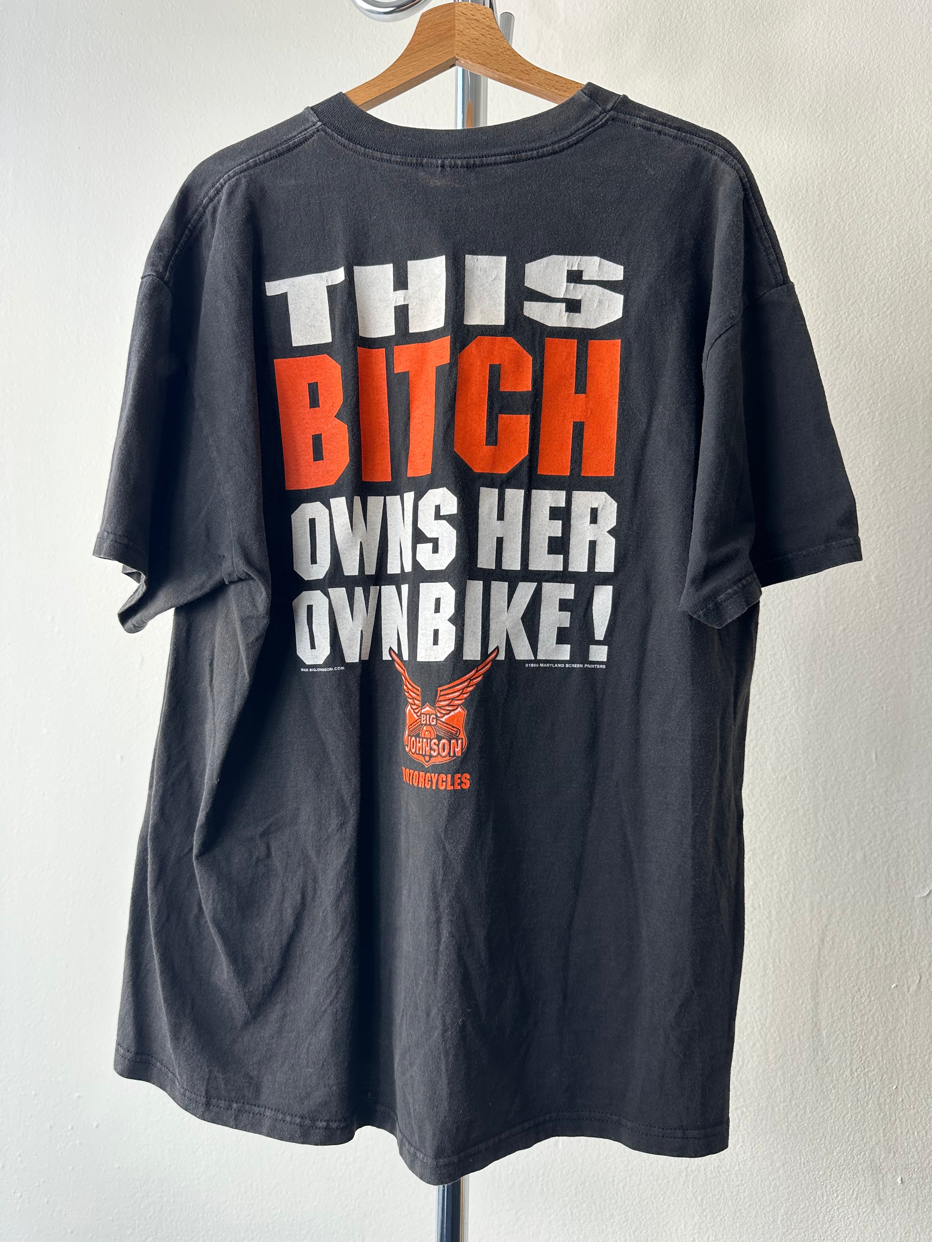 Vintage 1990s “This B*tch Owns Her Own Bike!” T-shirt - size XL
