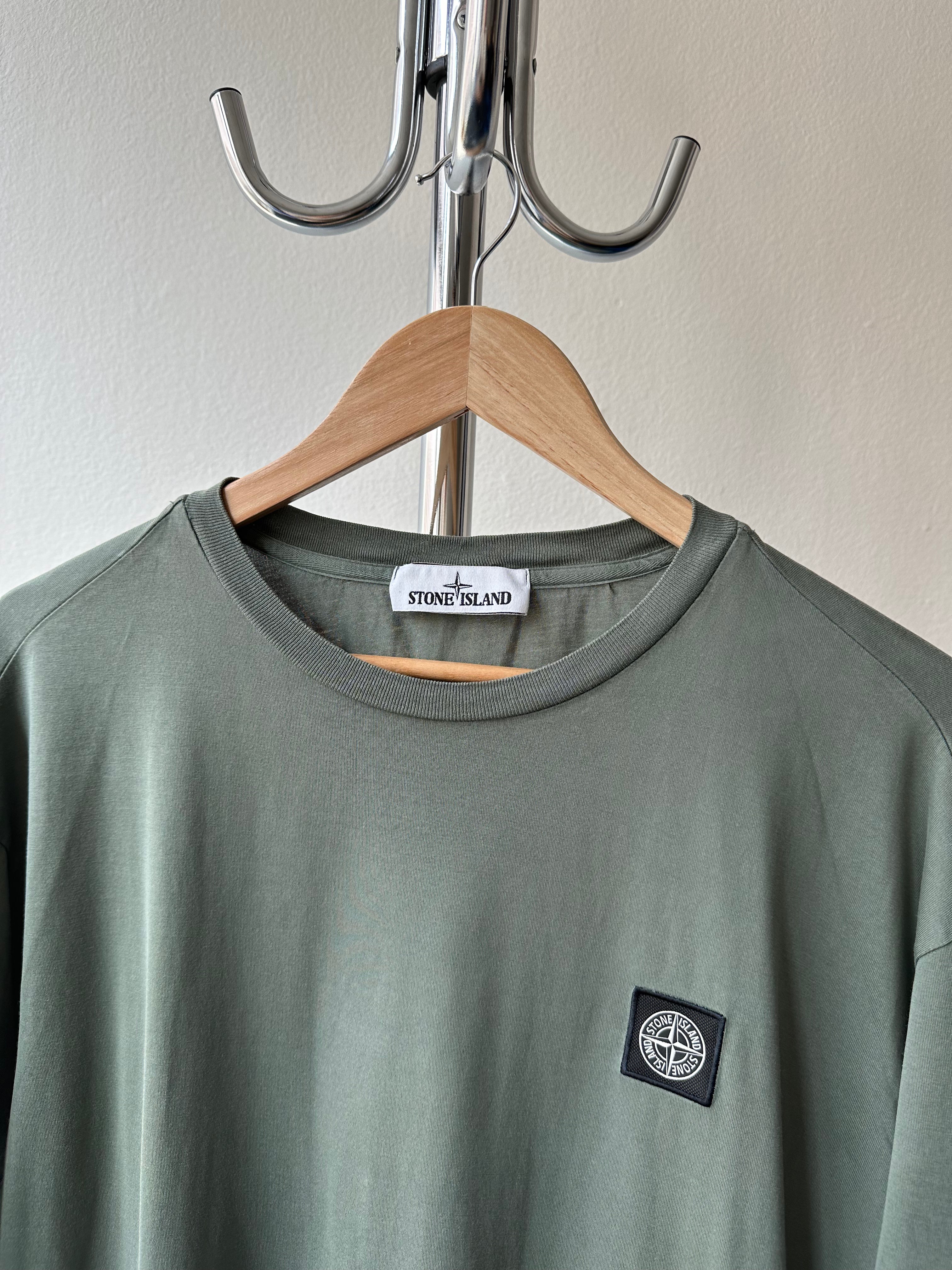 Stone Island Green Longsleeve Logo Embroidery T-shirt - size XL