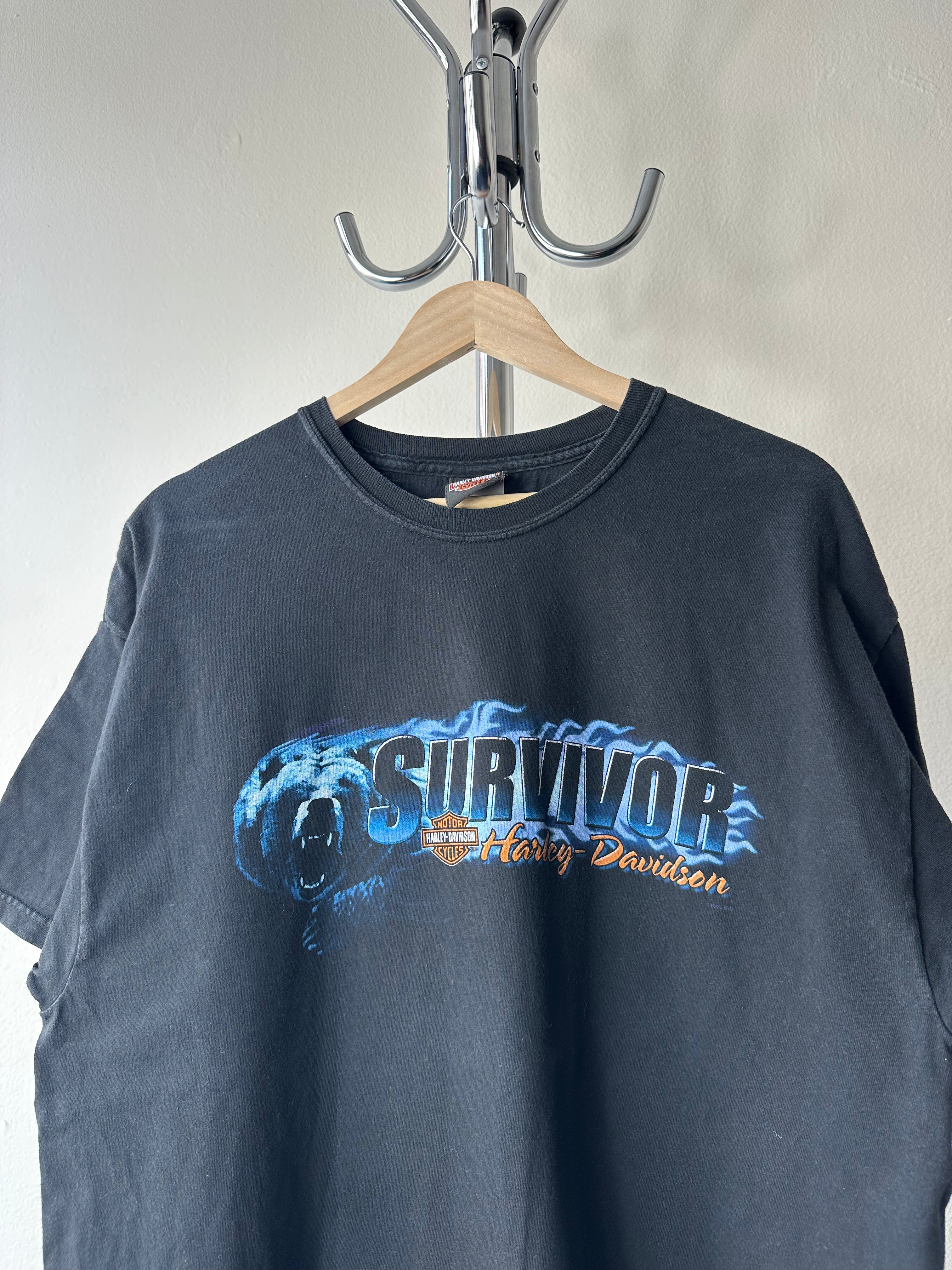 Vintage Harley Davidson "Survivor" Flames T-shirt - size XL