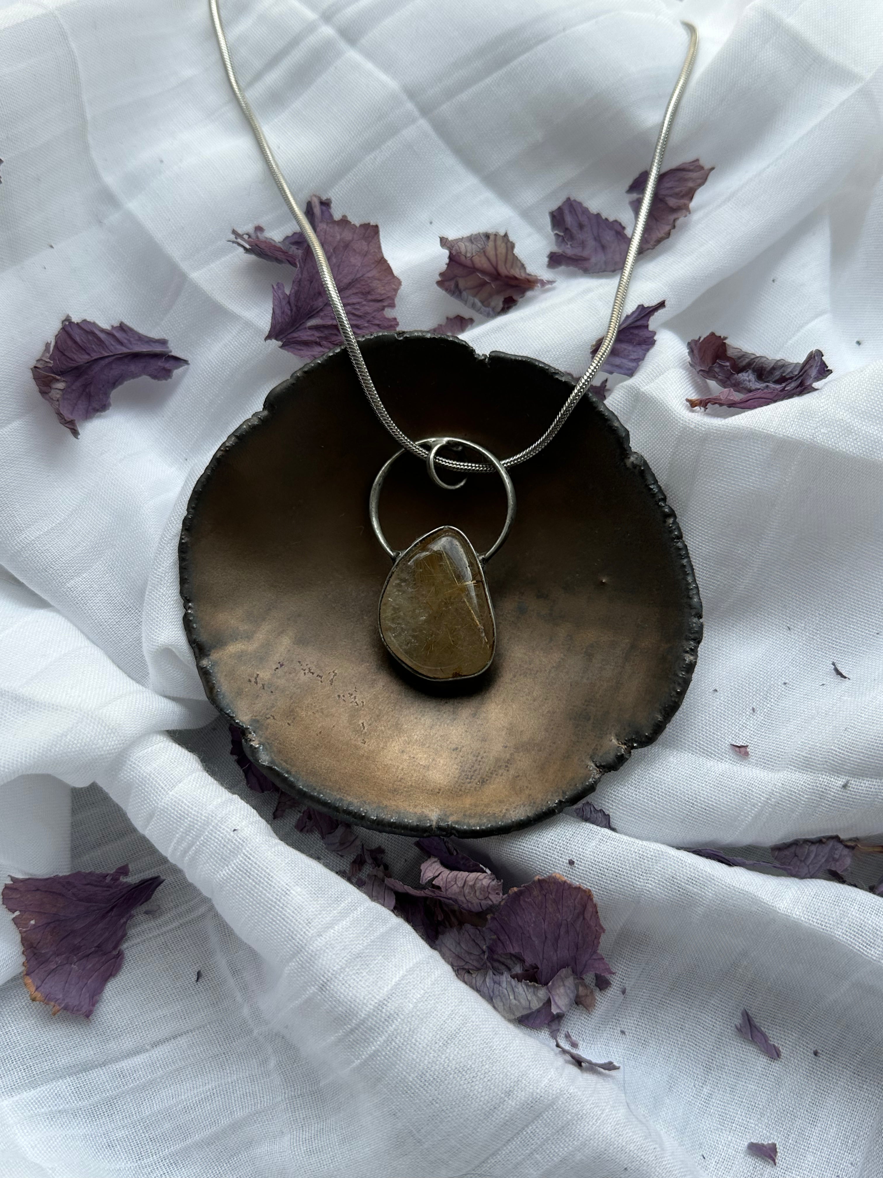 "Golden Threads" – Rutilated Quartz Necklace by Laura Řezaninova