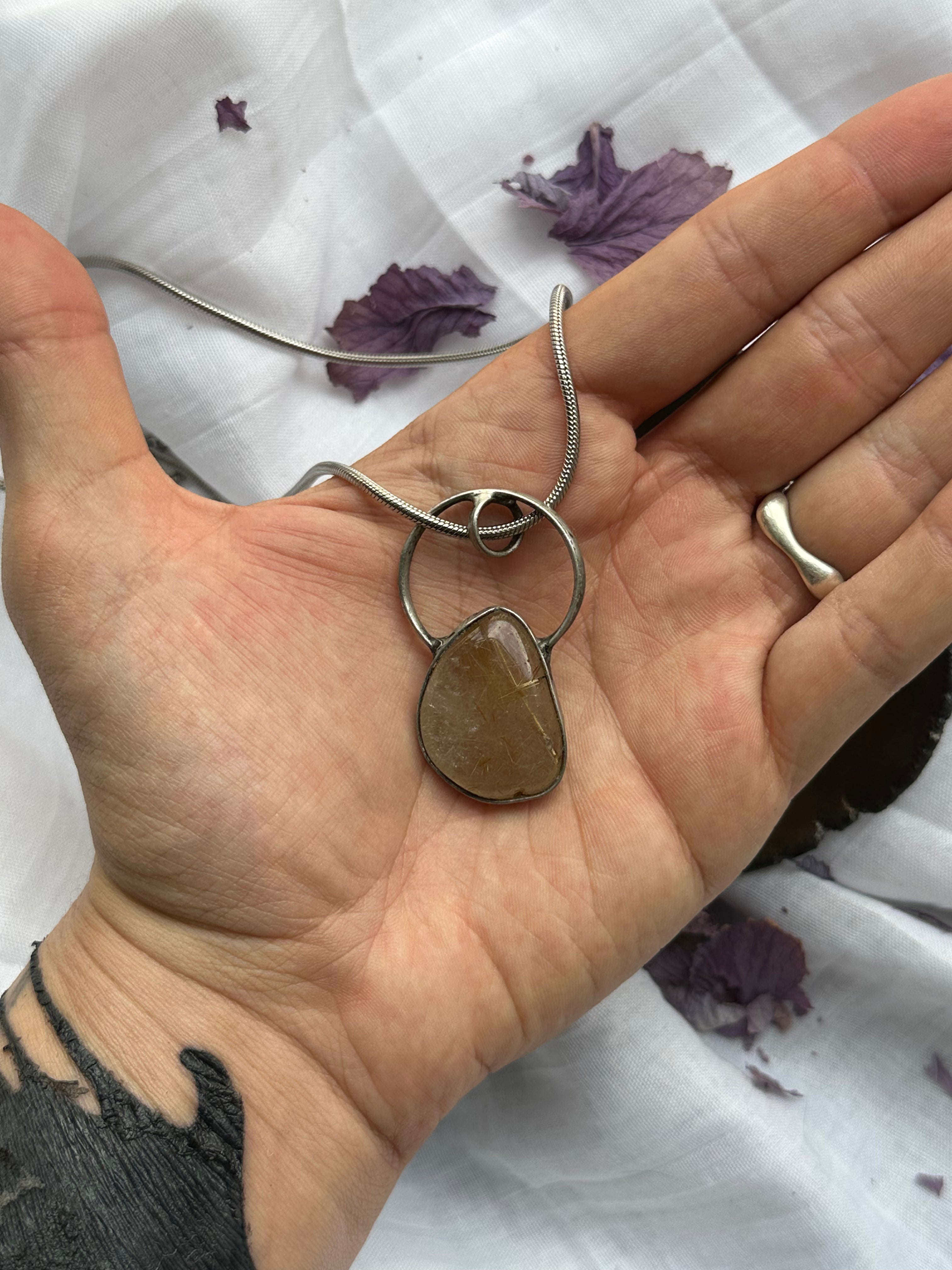 "Golden Threads" – Rutilated Quartz Necklace by Laura Řezaninova
