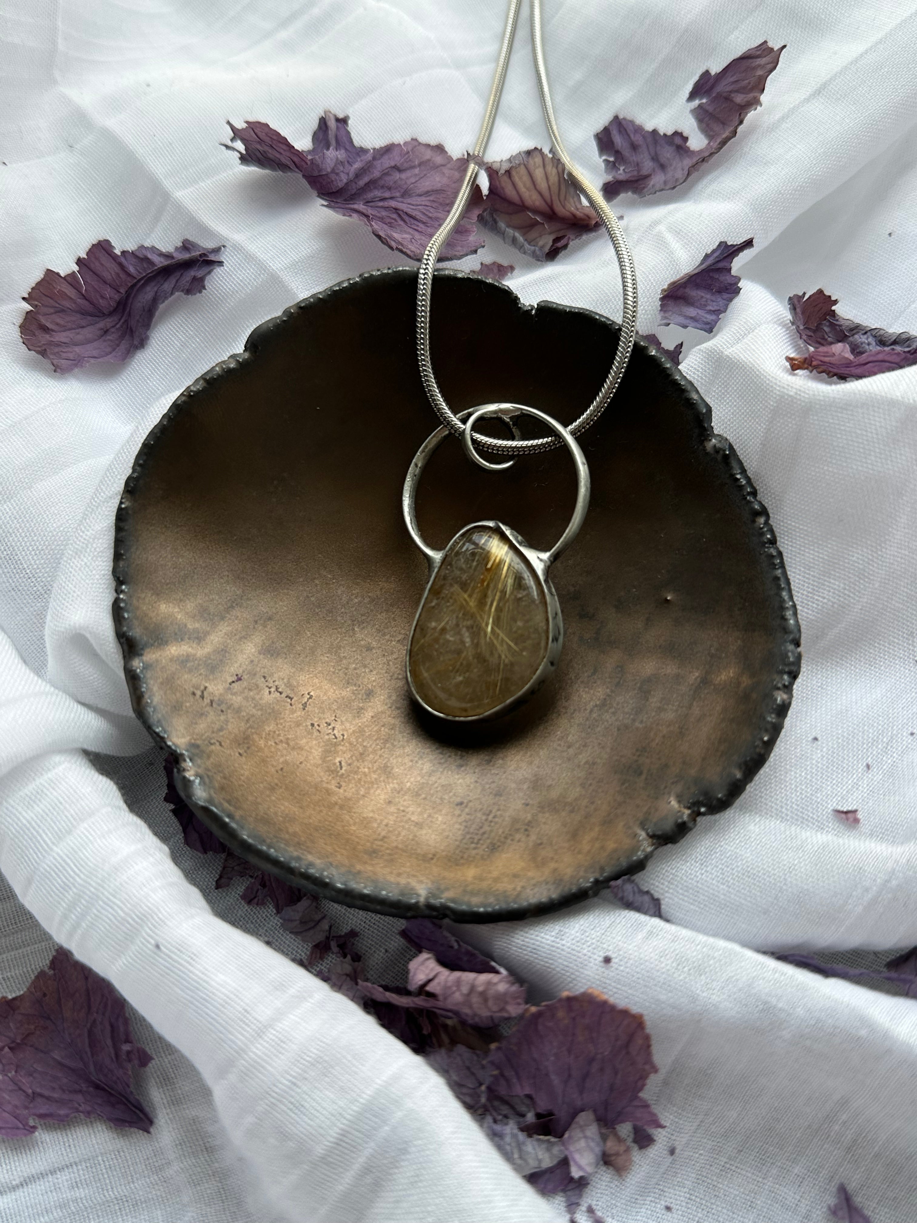 "Golden Threads" – Rutilated Quartz Necklace by Laura Řezaninova