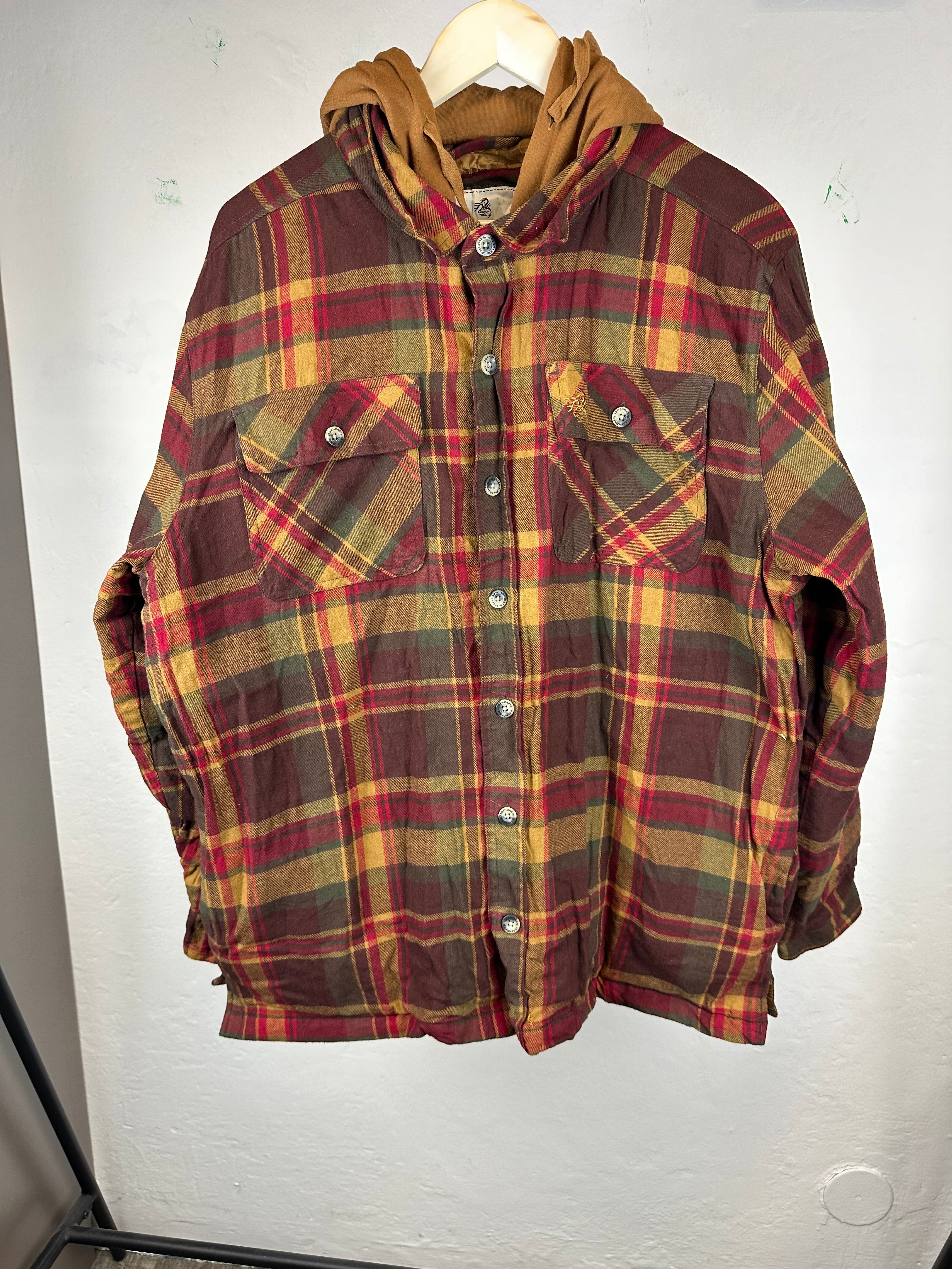 Vintage Flannel Hooded Shirt - size XL