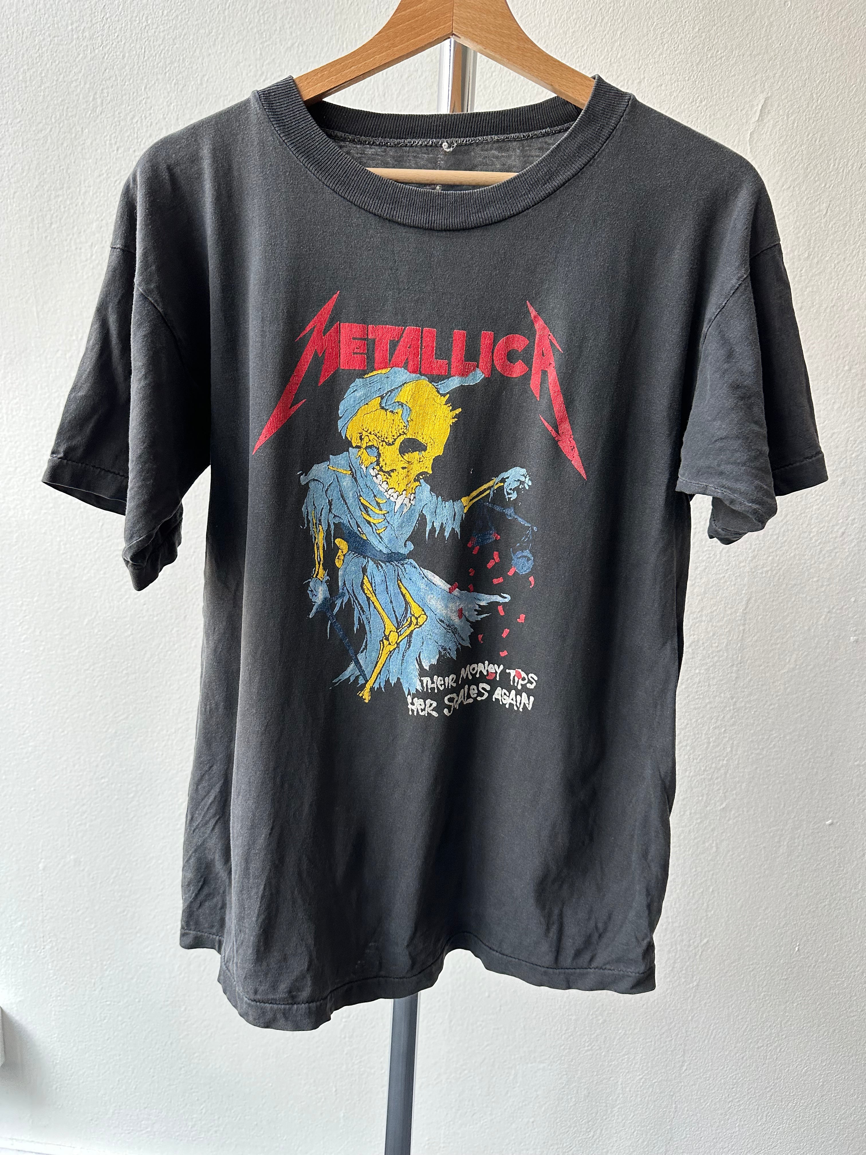 1980s Metallica “Their Money Tips Her Scales Again” t-shirt - size L