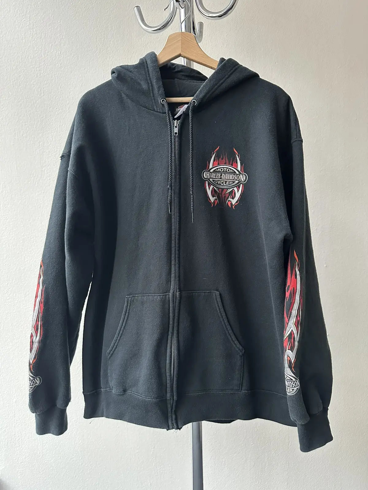 Vintage 2002 Harley Davidson Flames “Liberal Kansas” Zip Hoodie - size M