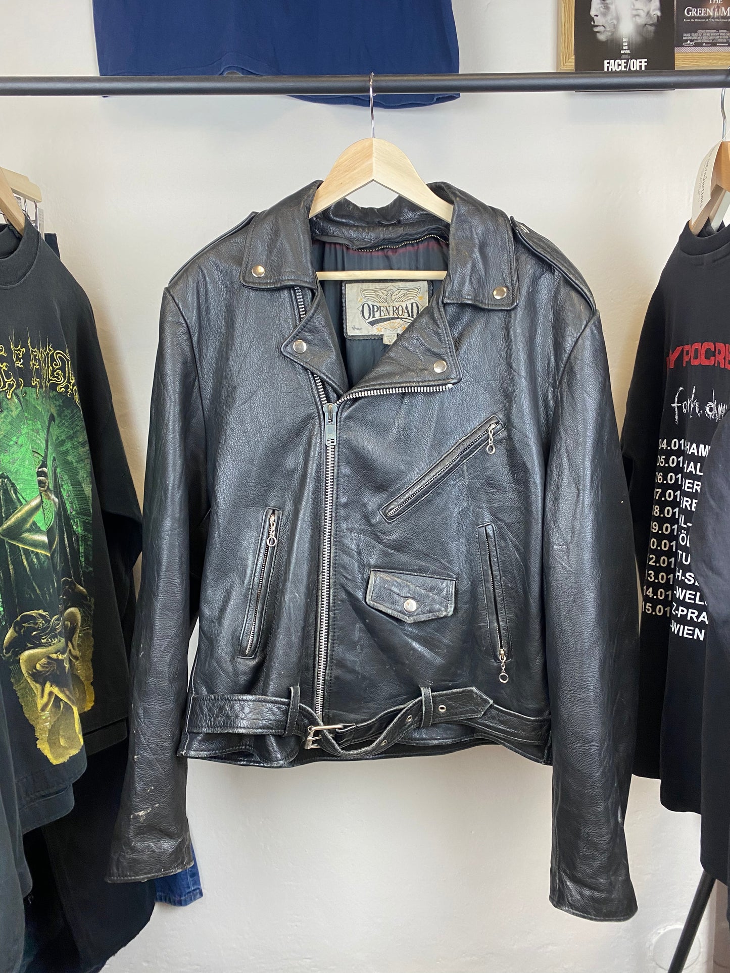 Vintage Leather Jacket 90s - size XL