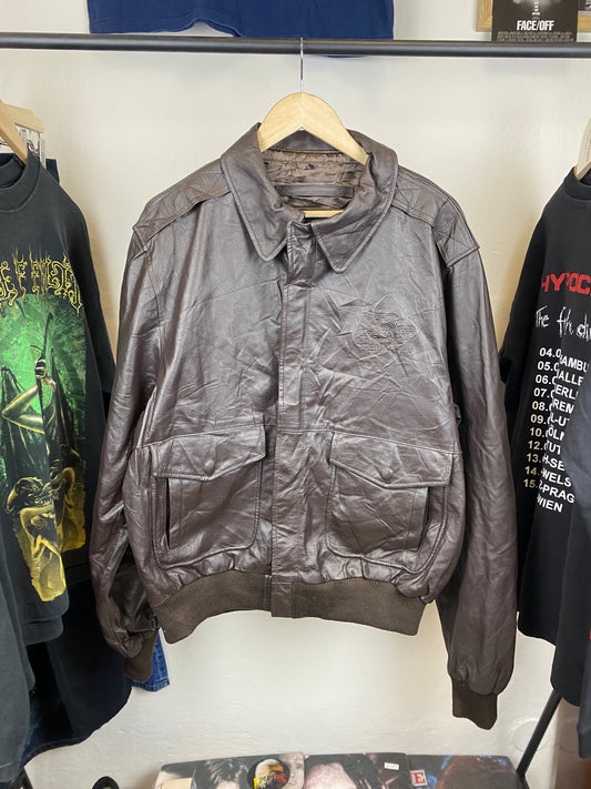Vintage Leather Jacket Bomber - size XL