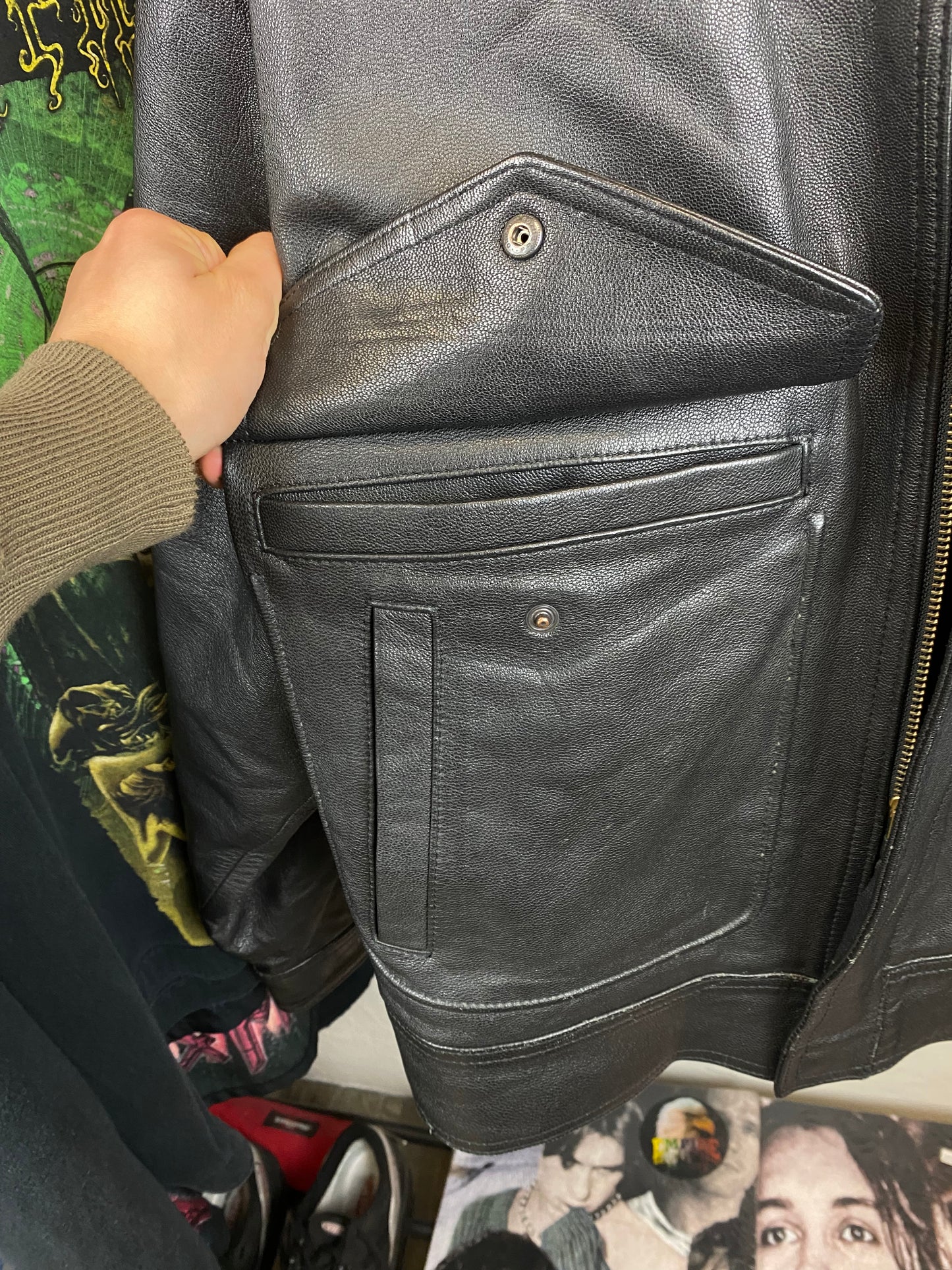 Vintage Leather Jacket 90s - size L