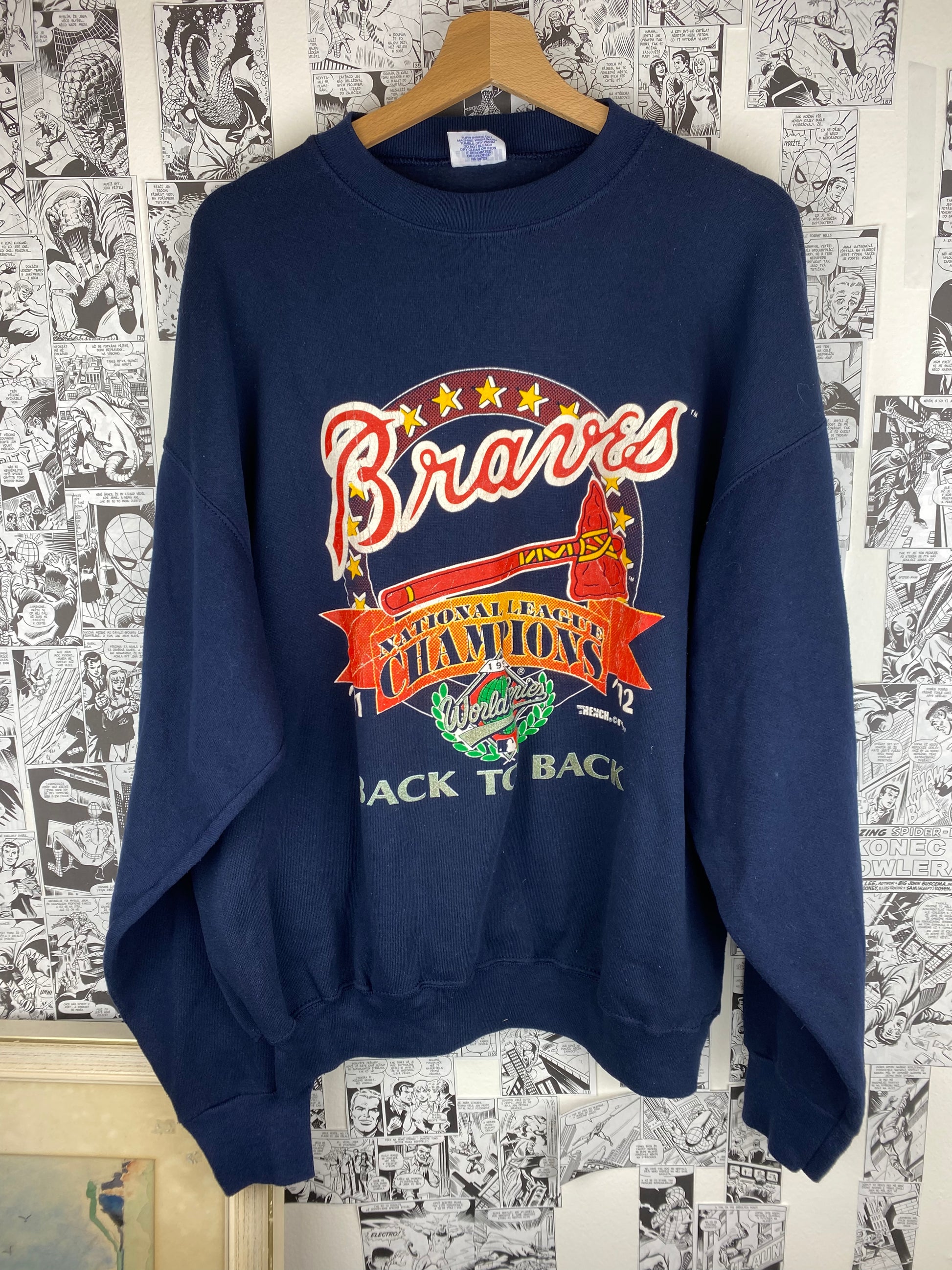 Vintage 90's Atlanta Braves MLB Grey T Shirt Size L 