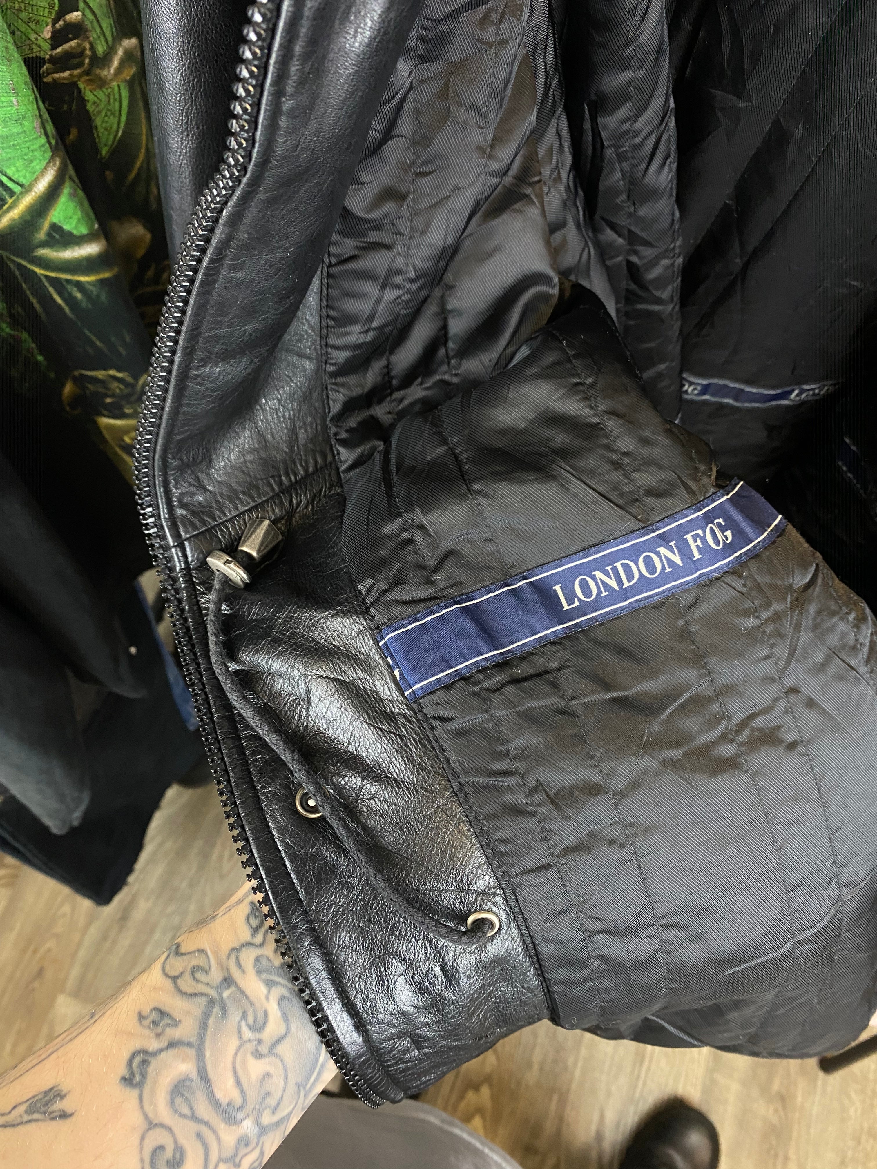 Vintage Leather Long Coat - size L