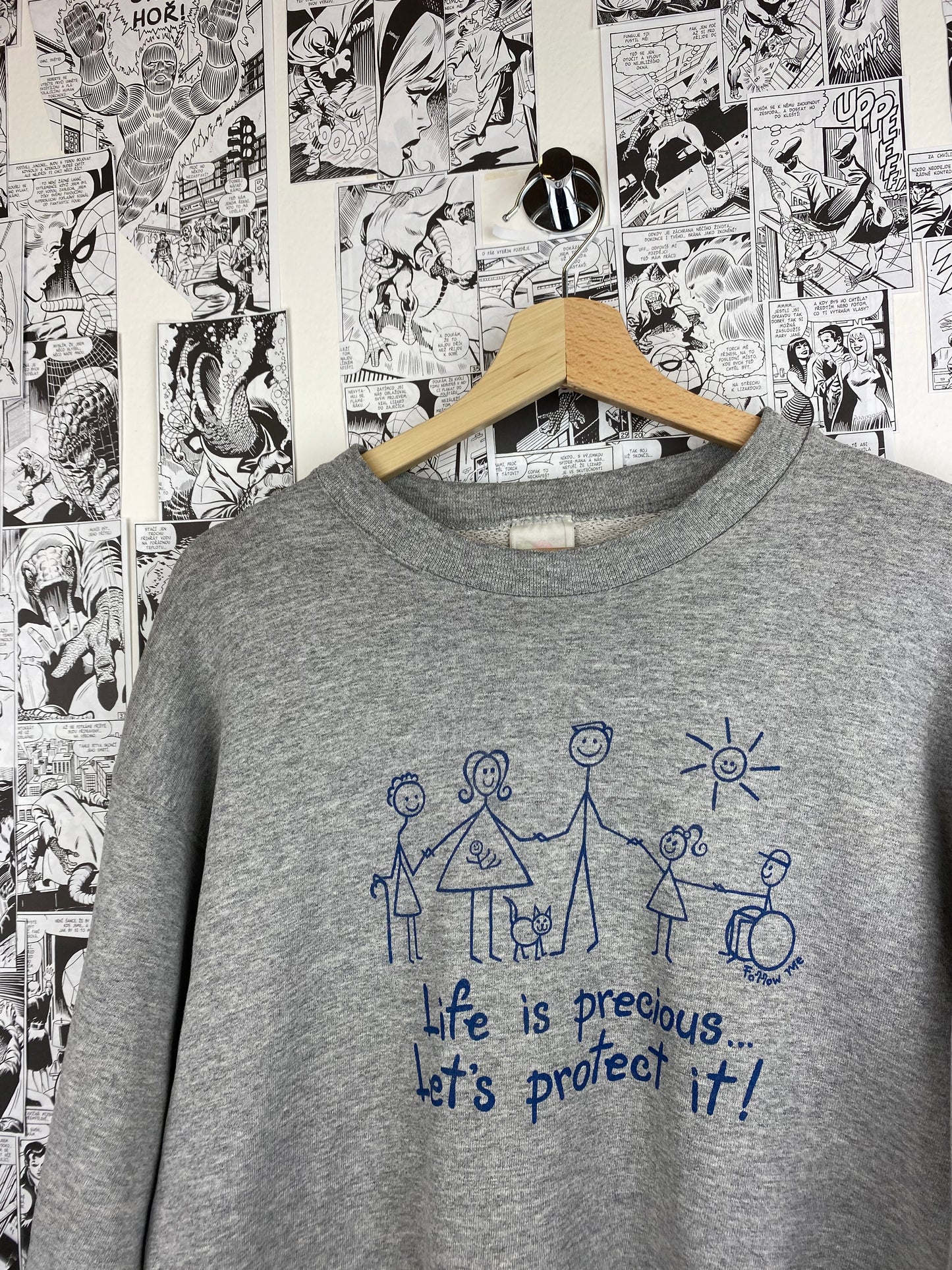 Vintage “Life is precious, let’s protect it” 90s Charity Crewneck