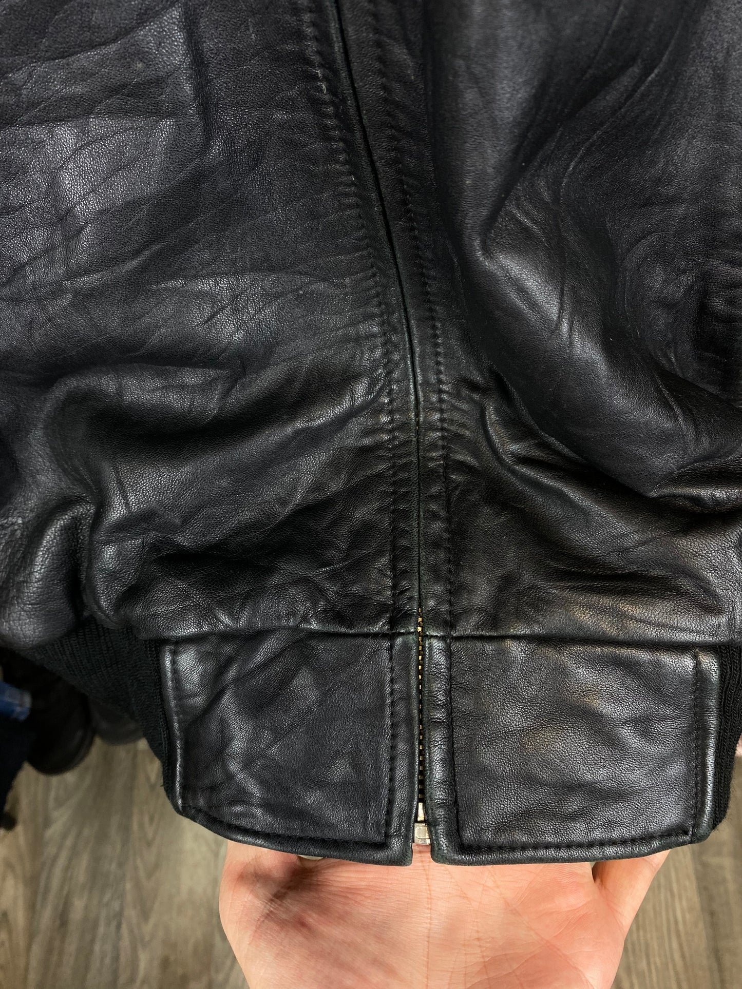 Vintage Leather Jacket Bomber - size S